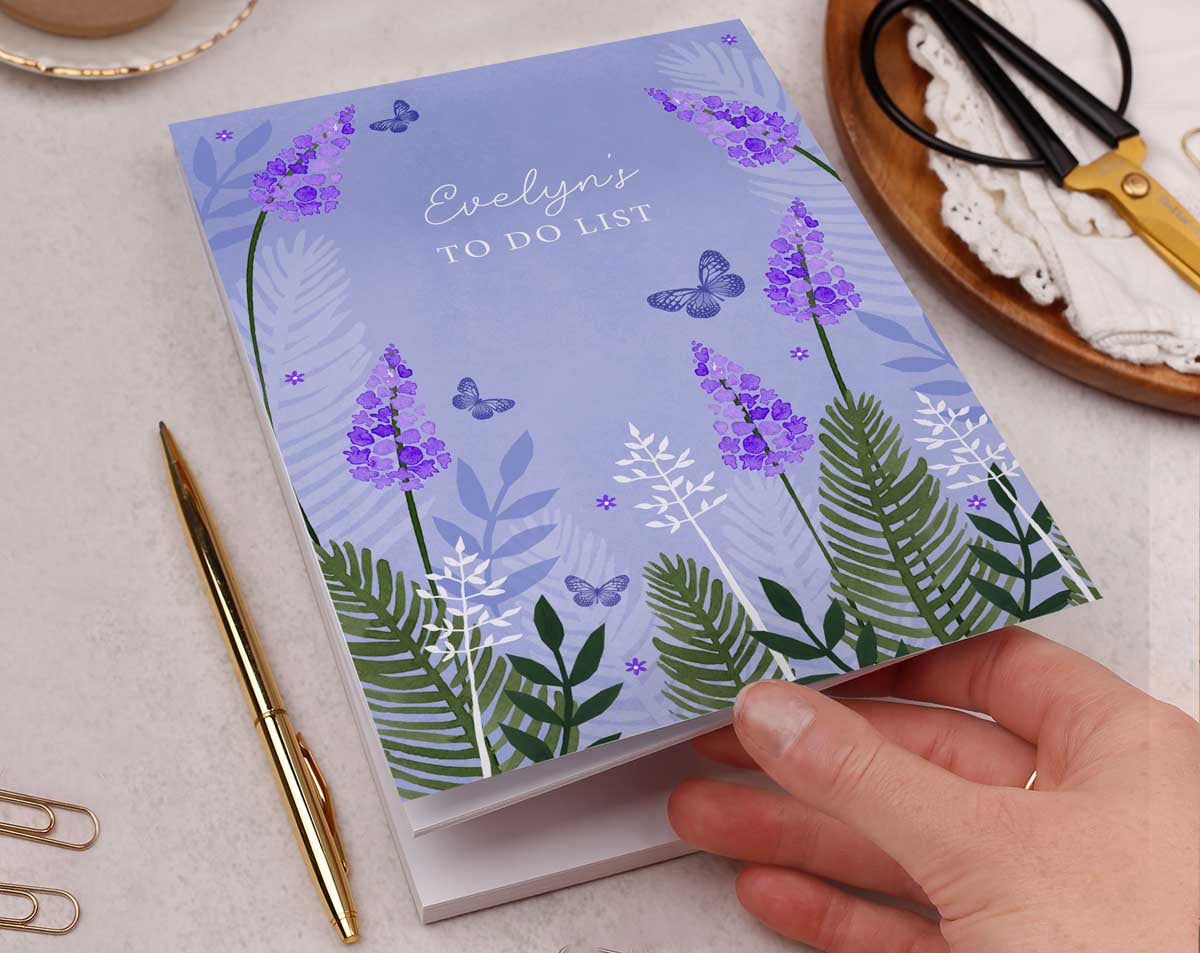 Personalised Lavender Notebook. Notebooks & Notepads designed by Making Meadows
