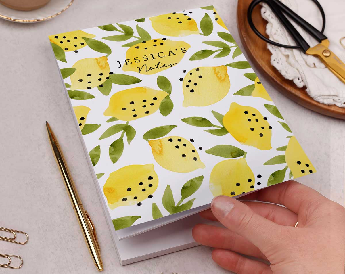 Personalised Lemon Notebook. Notebooks & Notepads designed by Making Meadows