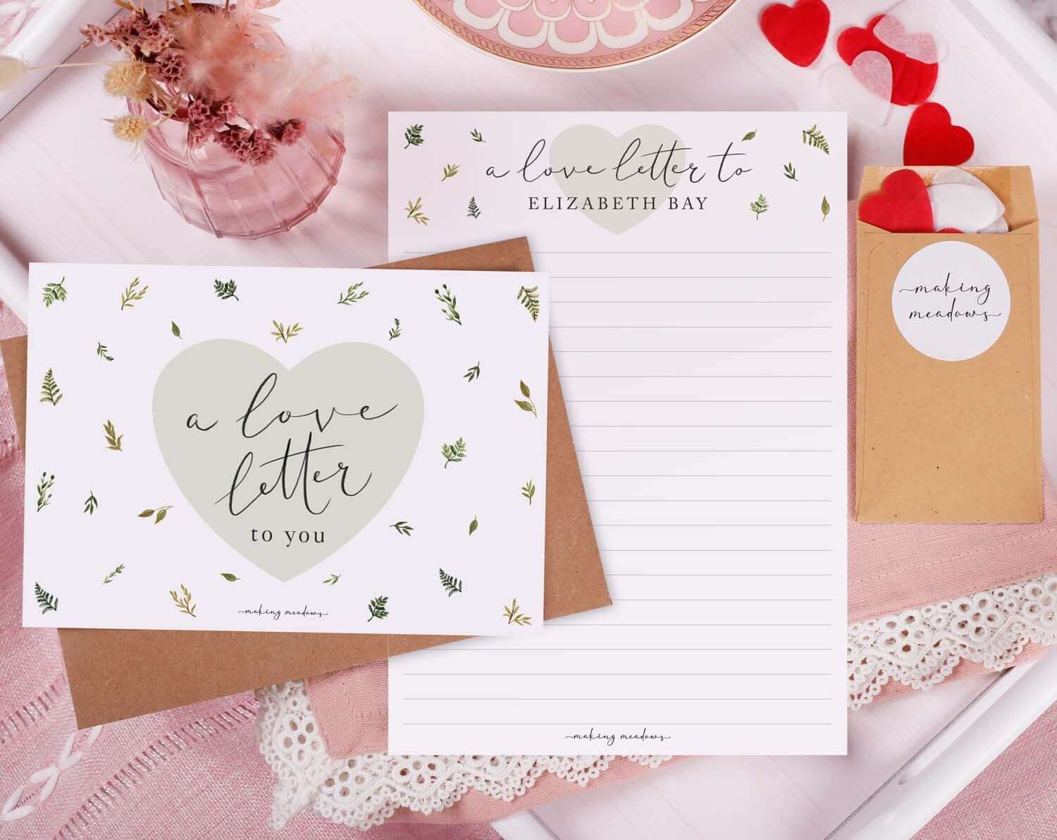 Personalised Love Letter With Botanicals. Stationery designed by Making Meadows