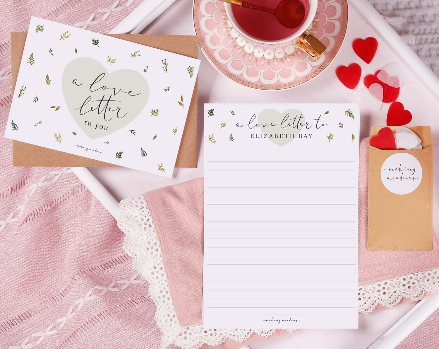 Personalised Love Letter With Botanicals. Stationery designed by Making Meadows