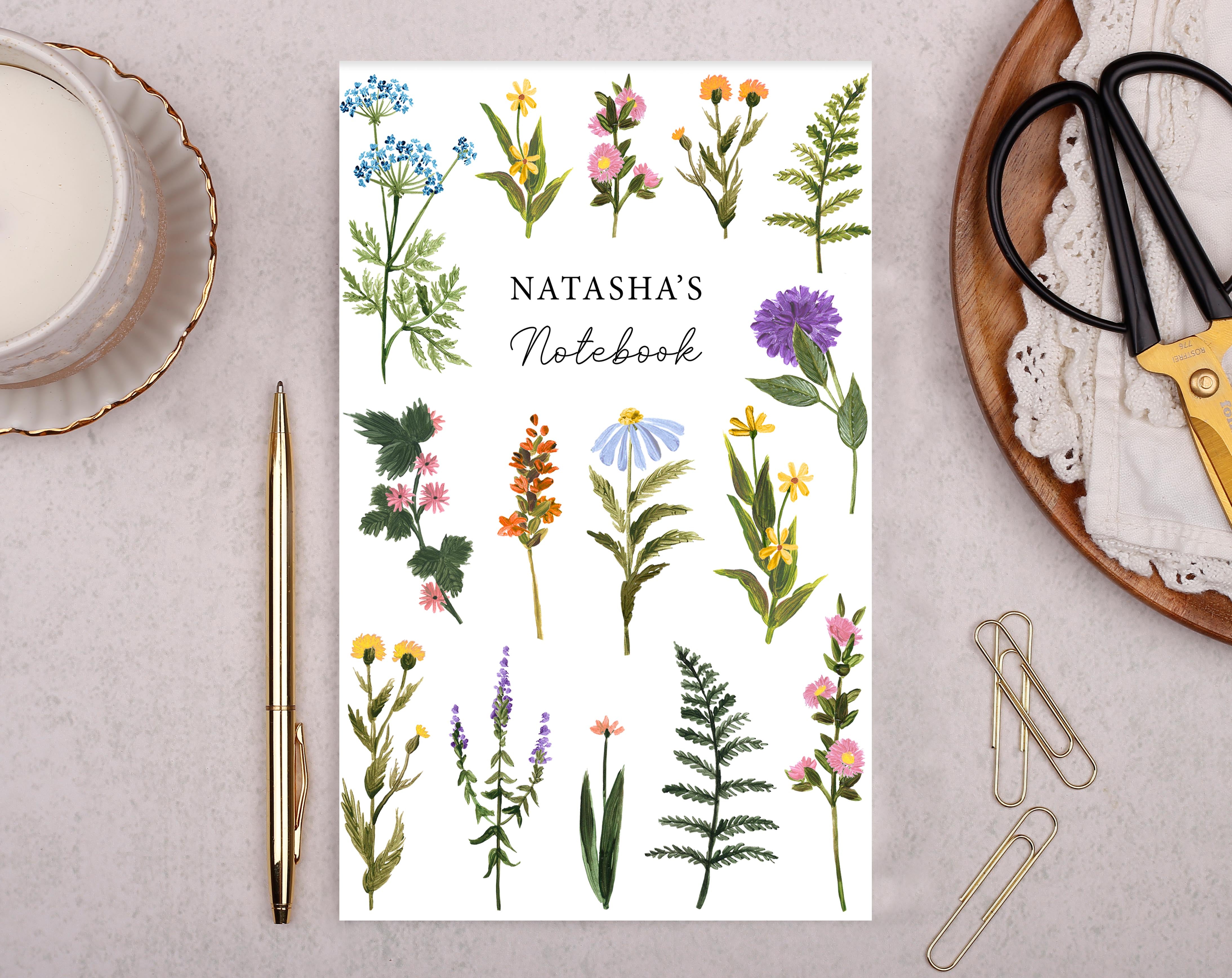 Personalised Meadow Flower Notebook. Notebooks & Notepads designed by Making Meadows
