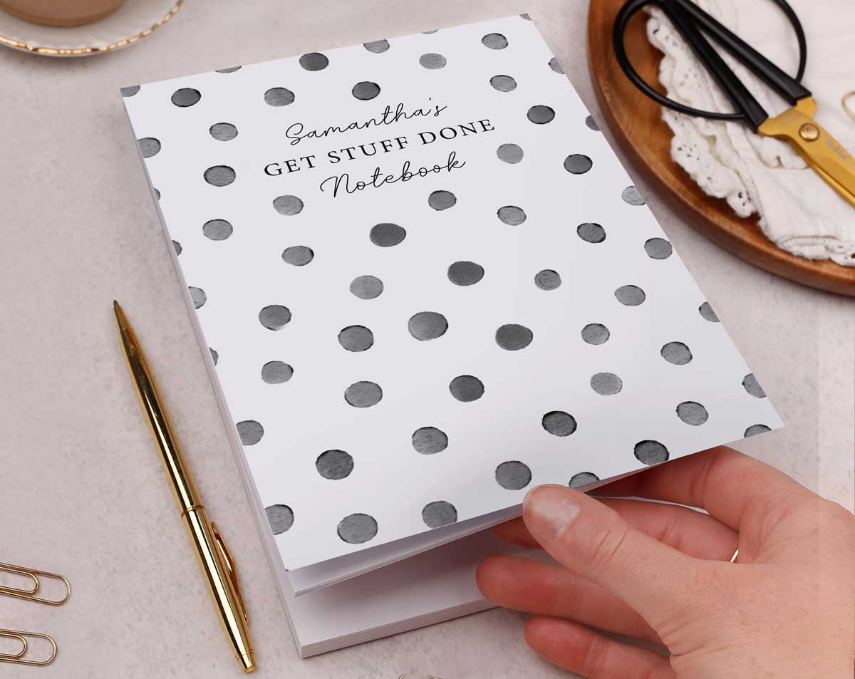 Personalised Polka Dot Notebook. Notebooks & Notepads designed by Making Meadows