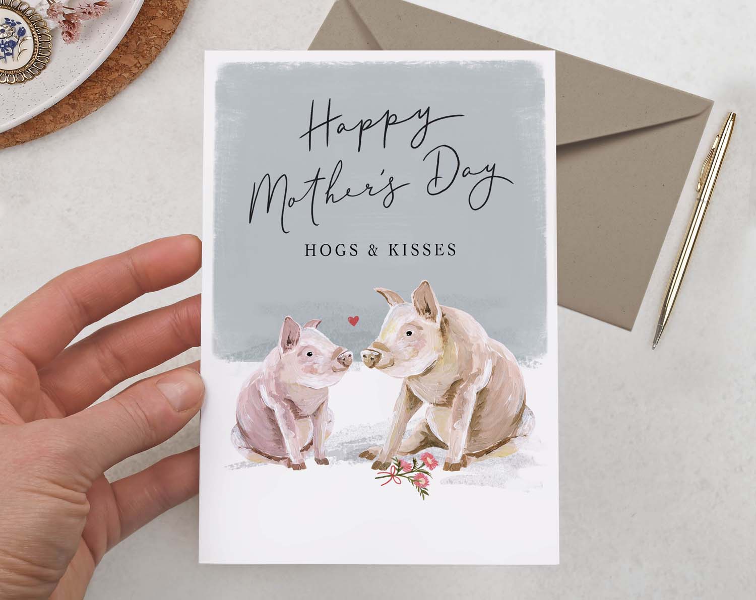 Pig & Piglet Happy Mother's Day Card. Greeting & Note Cards designed by Making Meadows
