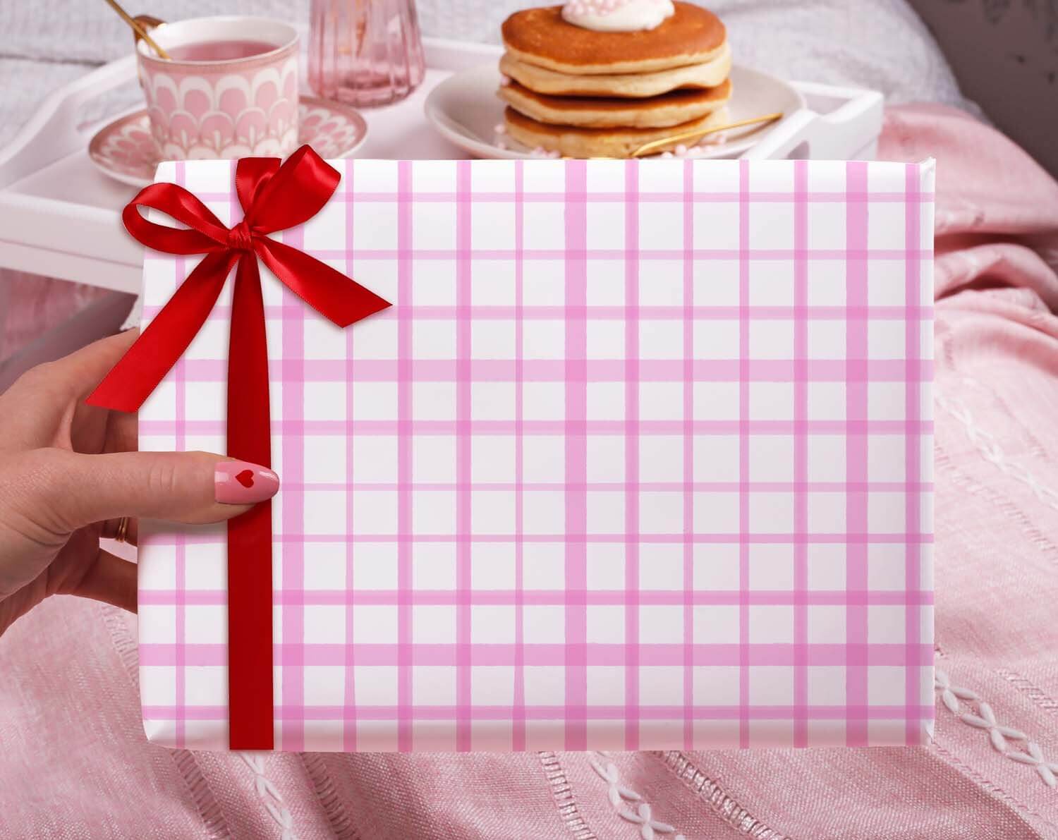Pink Checkered Wrapping Paper. Wrapping Paper designed by Making Meadows