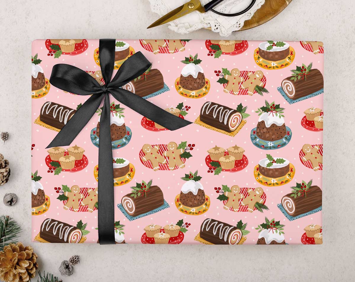Pink Christmas Wrapping Paper. Wrapping Paper designed by Making Meadows
