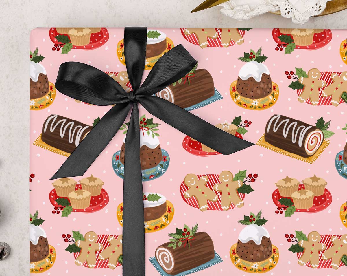Pink Christmas Wrapping Paper. Wrapping Paper designed by Making Meadows