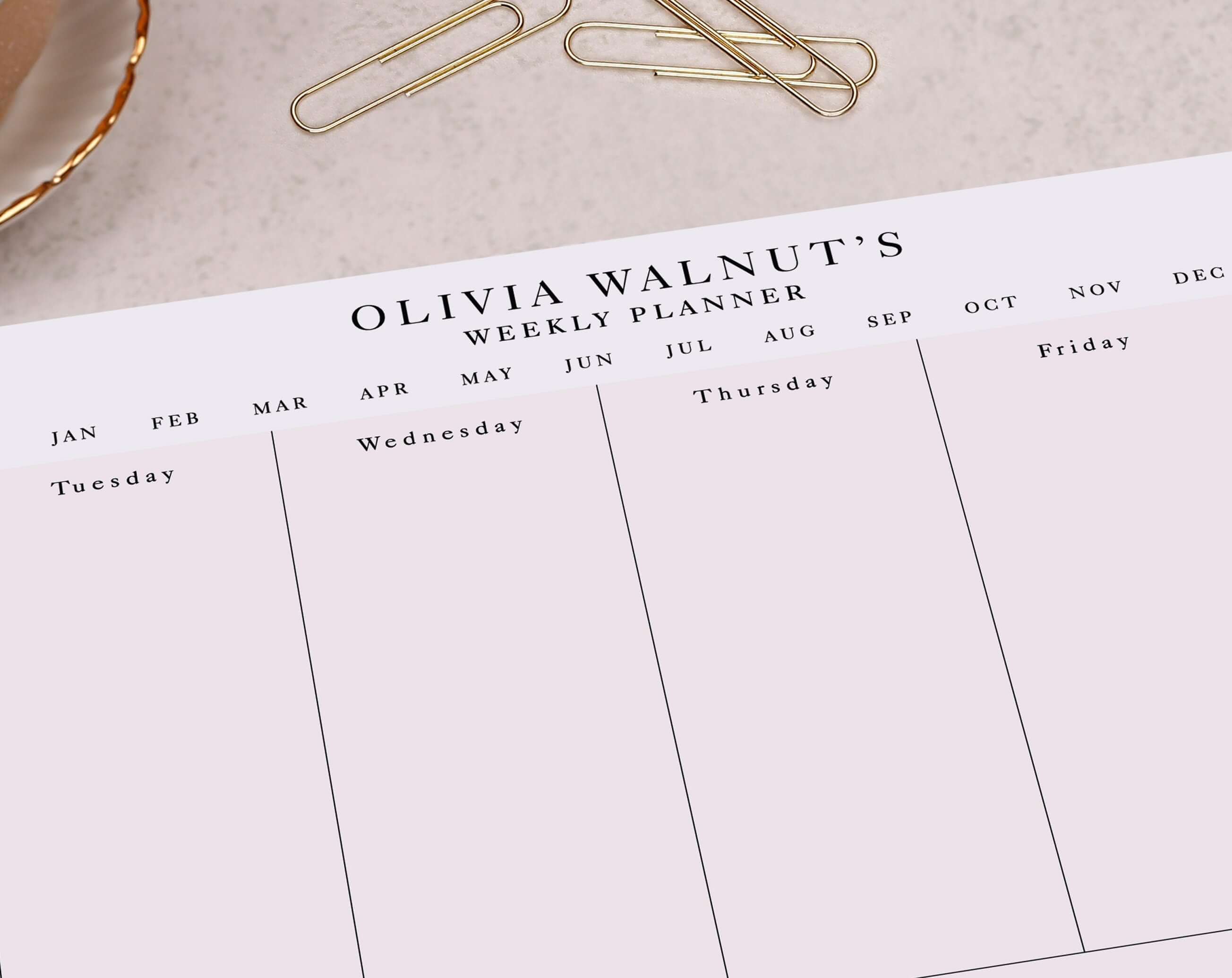 Pink Dog Personalised Weekly Planner Pad. Planners designed by Making Meadows