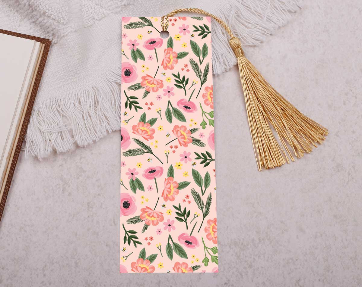 Pink Flower Bookmark With Tassel. Bookmarks designed by Making Meadows
