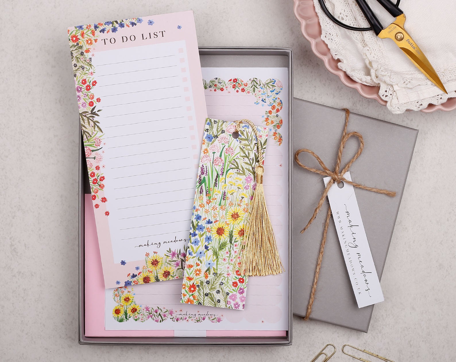 Pink Garden Floral Stationery Box. Notebooks & Notepads designed by Making Meadows