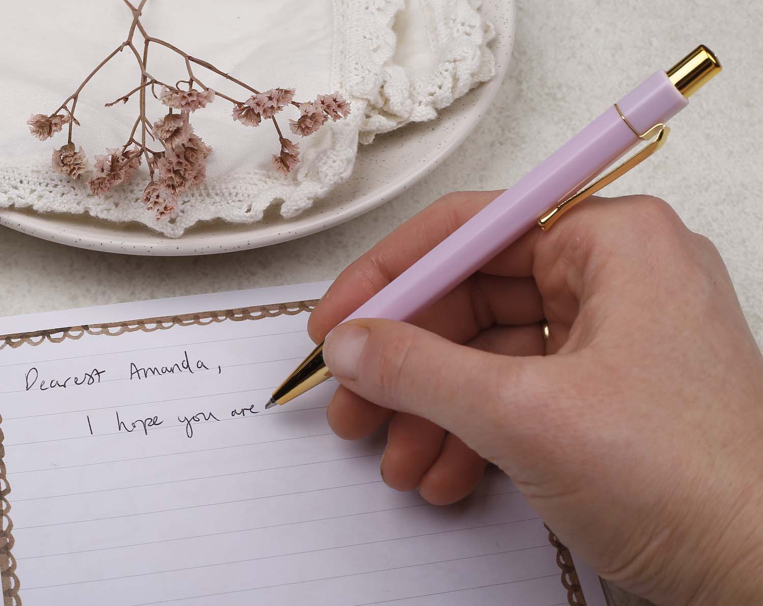 Pink & Gold Ballpoint Pen. Pens designed by Making Meadows