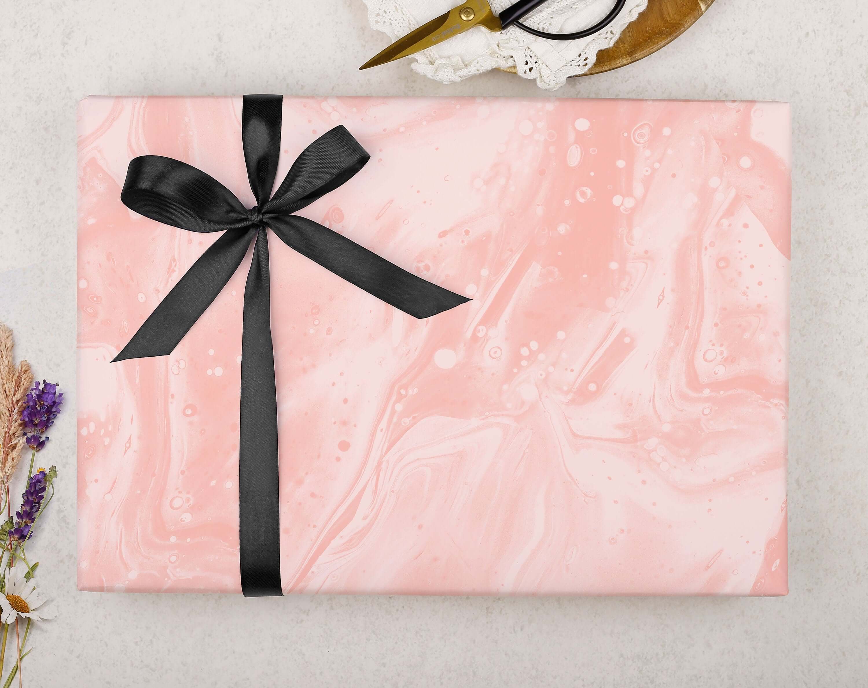 Pink Marble Wrapping Paper. Wrapping Paper designed by Making Meadows