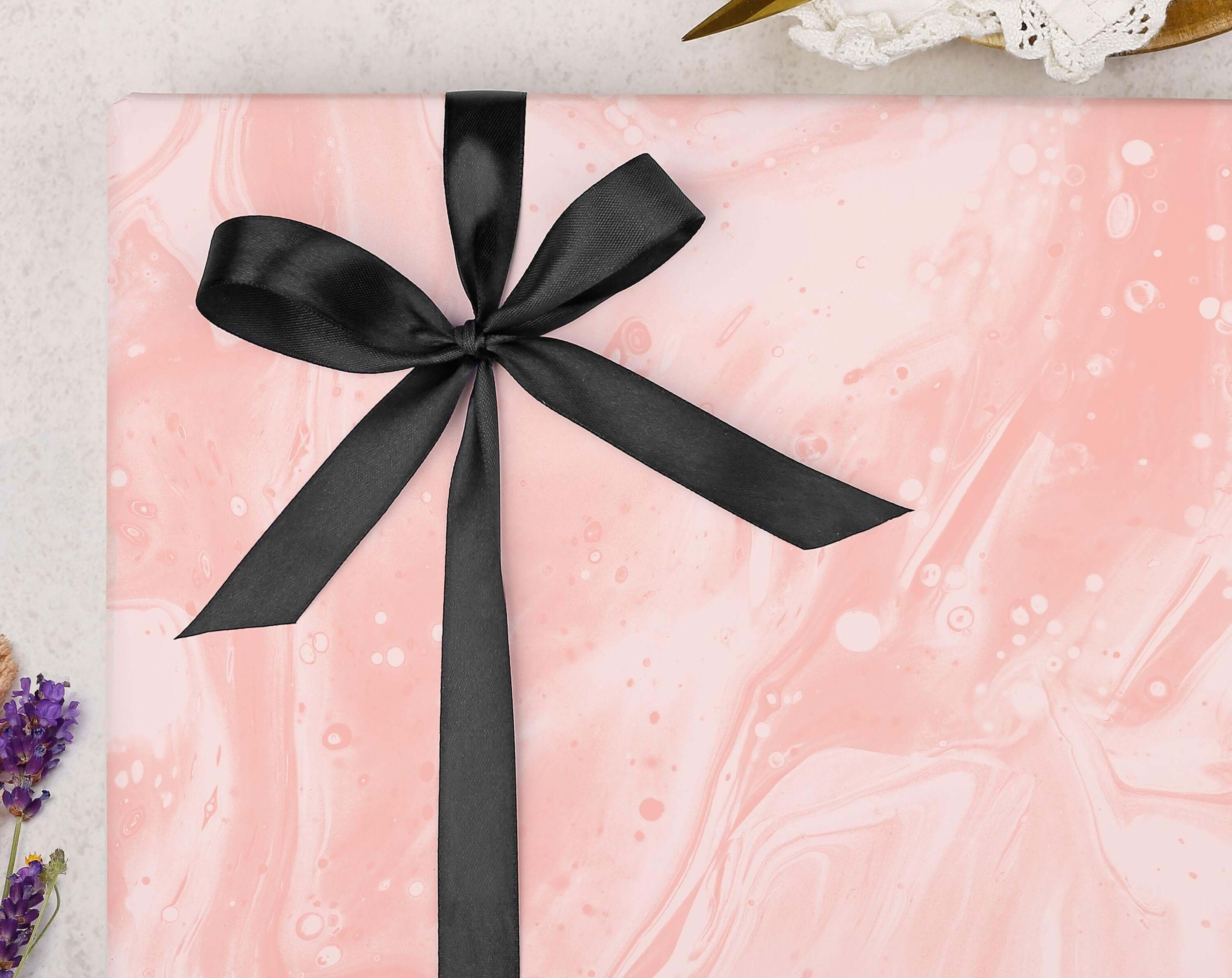 Pink Marble Wrapping Paper. Wrapping Paper designed by Making Meadows