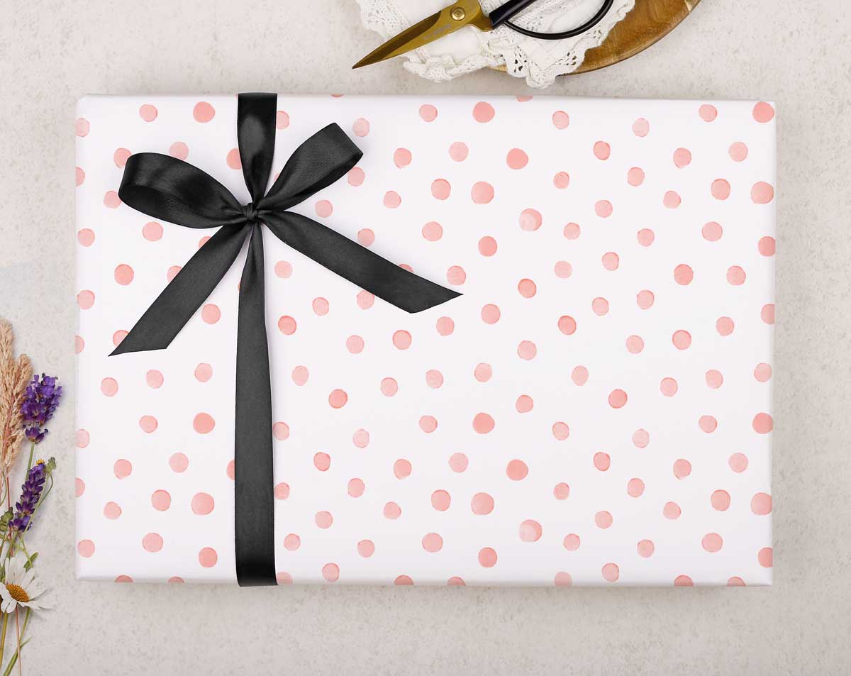 Pink Polka Dot Wrapping Paper. Wrapping Paper designed by Making Meadows