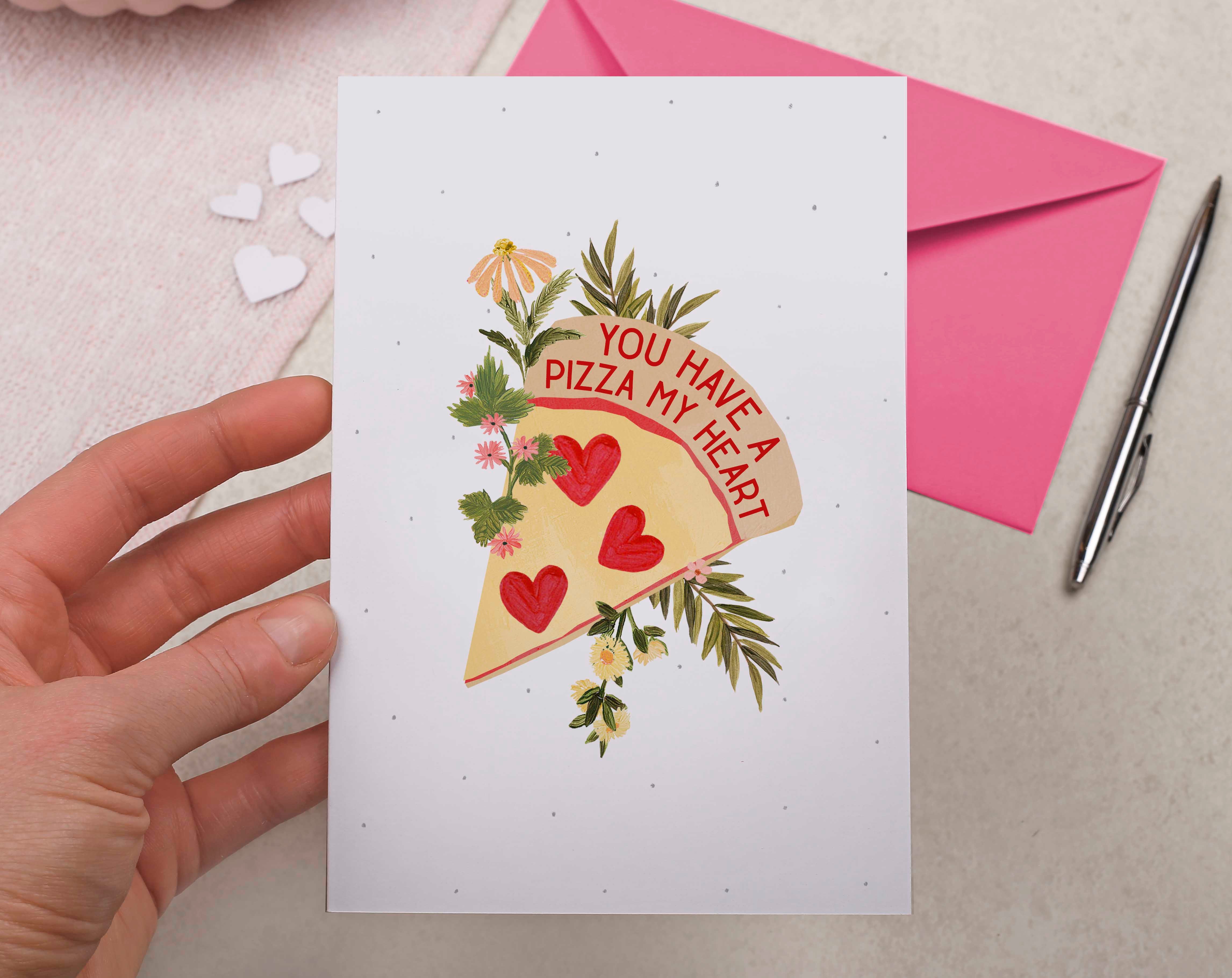 Pizza My Heart Valentine Card. Greeting & Note Cards designed by Making Meadows