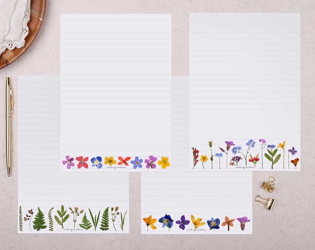 Pressed Flowers Writing Paper Gift Box. Stationery designed by Making Meadows