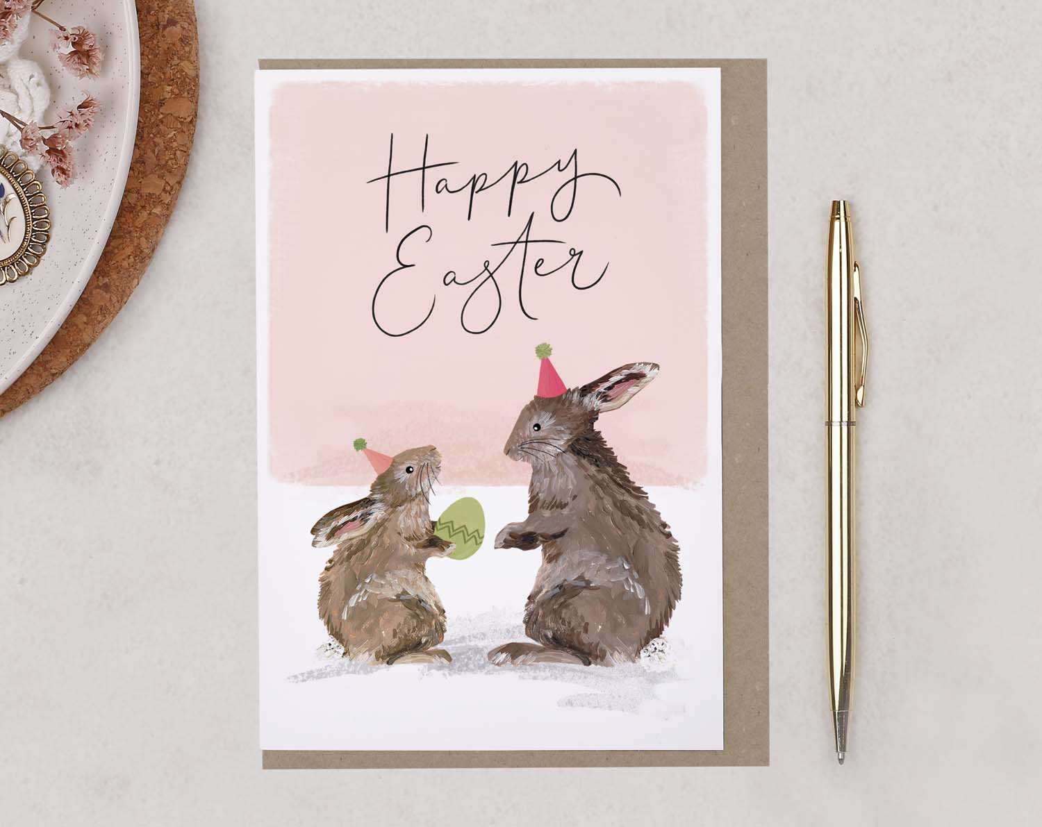 Rabbit Happy Easter Card With Easter Eggs. Greeting & Note Cards designed by Making Meadows