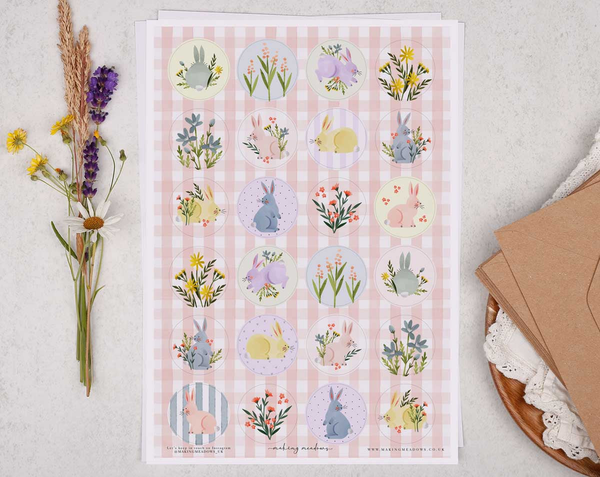Rabbit Sticker Sheet. Decorative Stickers designed by Making Meadows