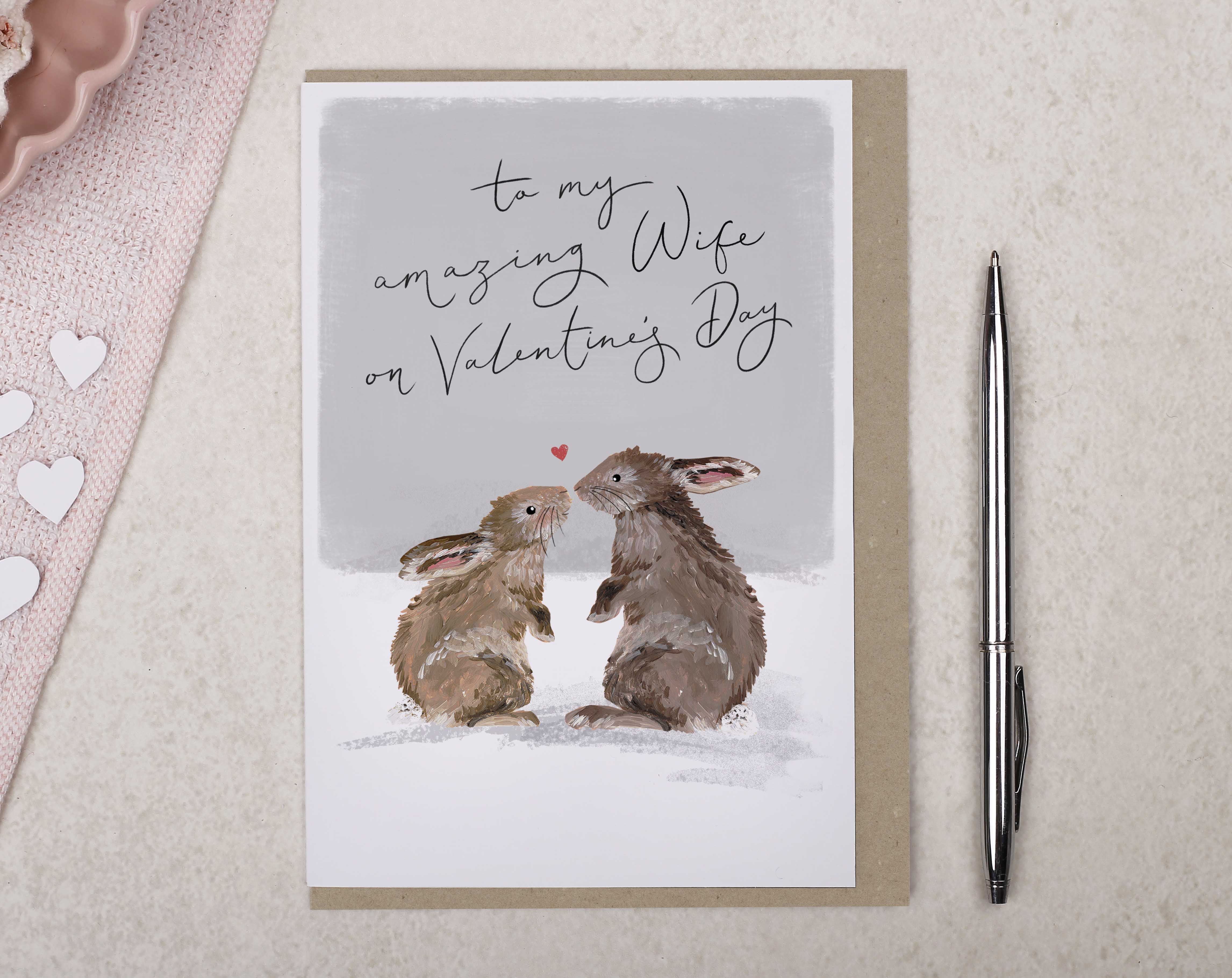Rabbit Valentine Card For Wife. Greeting & Note Cards designed by Making Meadows