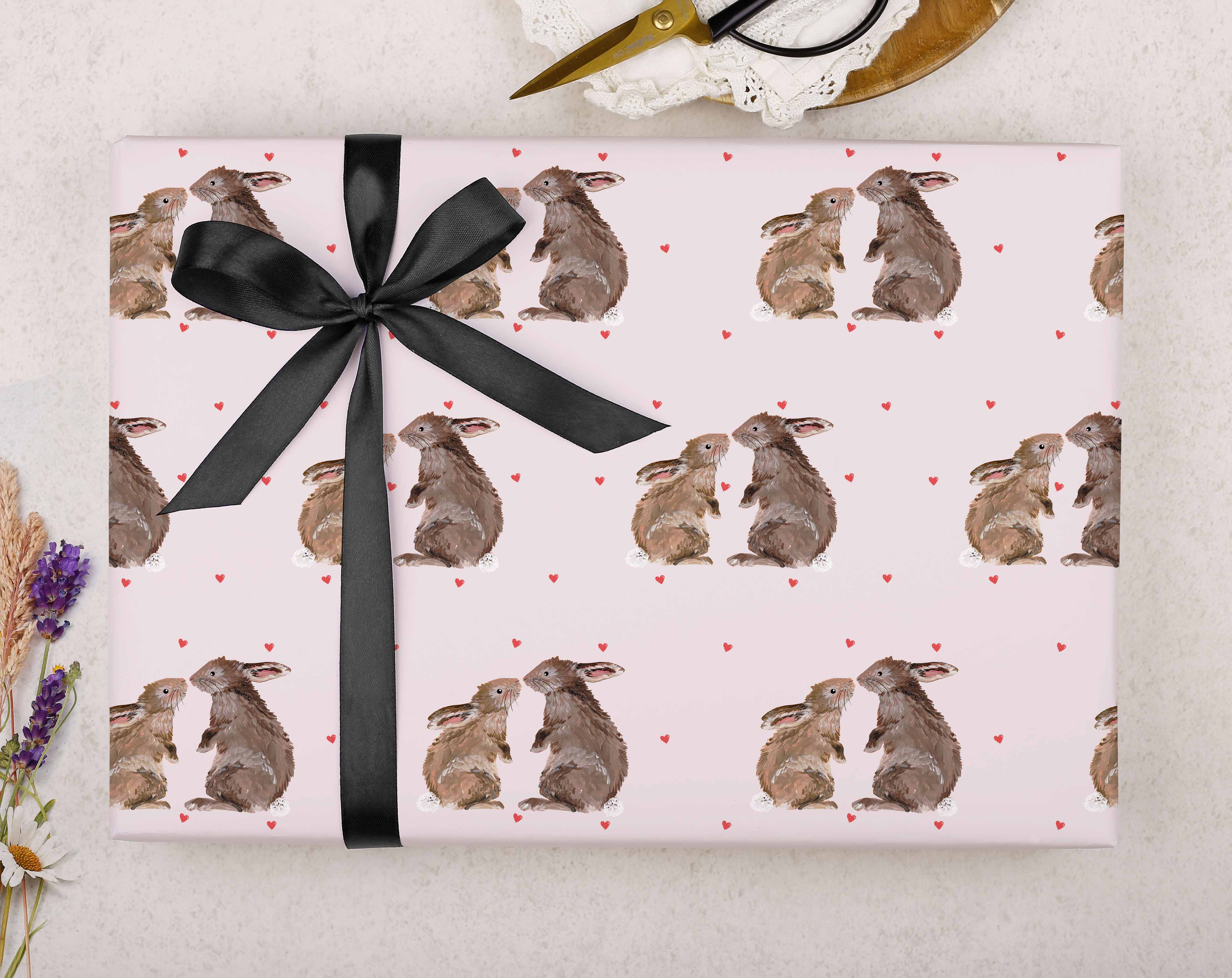 Rabbit Valentine Wrapping Paper. Wrapping Paper designed by Making Meadows