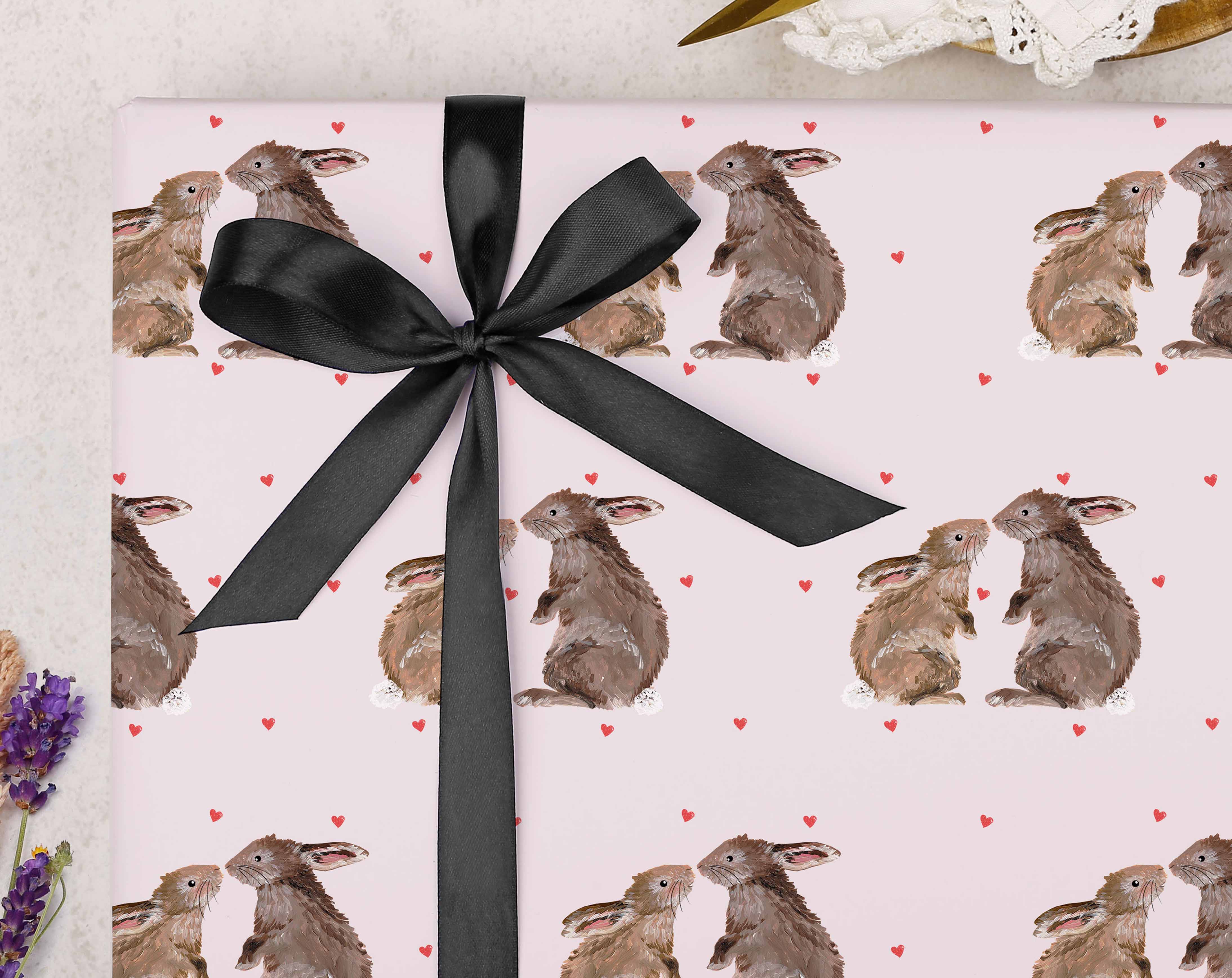 Rabbit Valentine Wrapping Paper. Wrapping Paper designed by Making Meadows