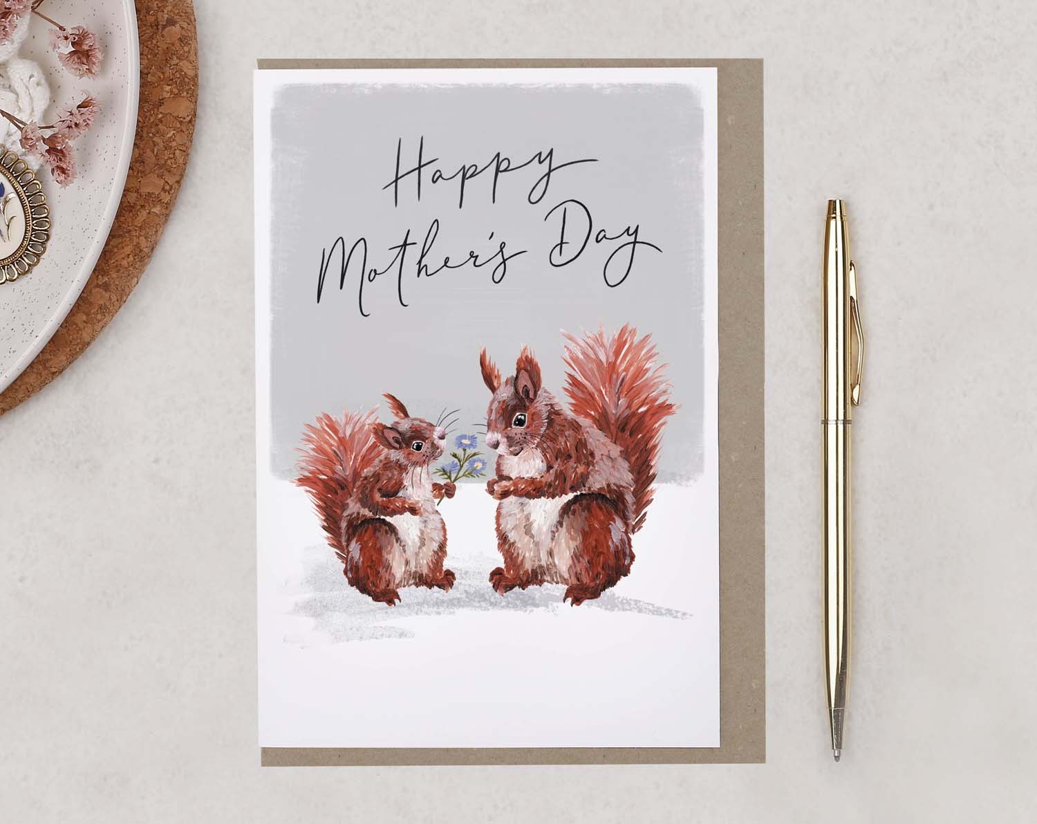 Red Squirrel Happy Mother's Day Card. Greeting & Note Cards designed by Making Meadows