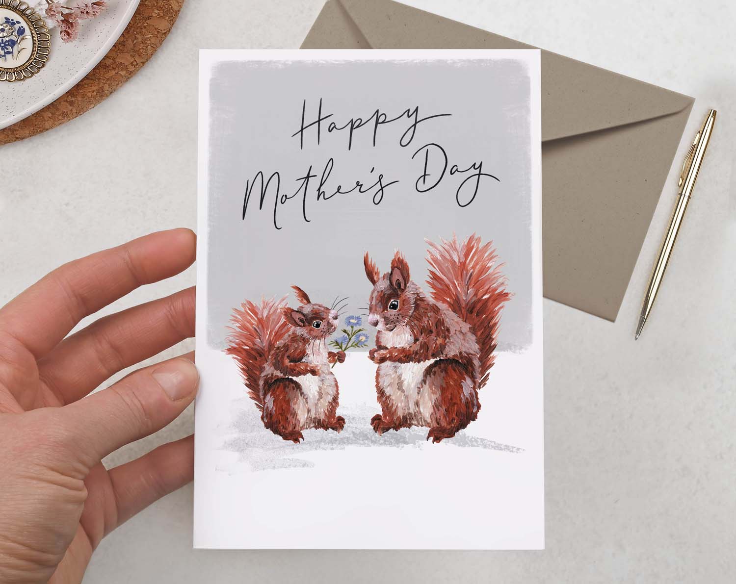 Red Squirrel Happy Mother's Day Card. Greeting & Note Cards designed by Making Meadows