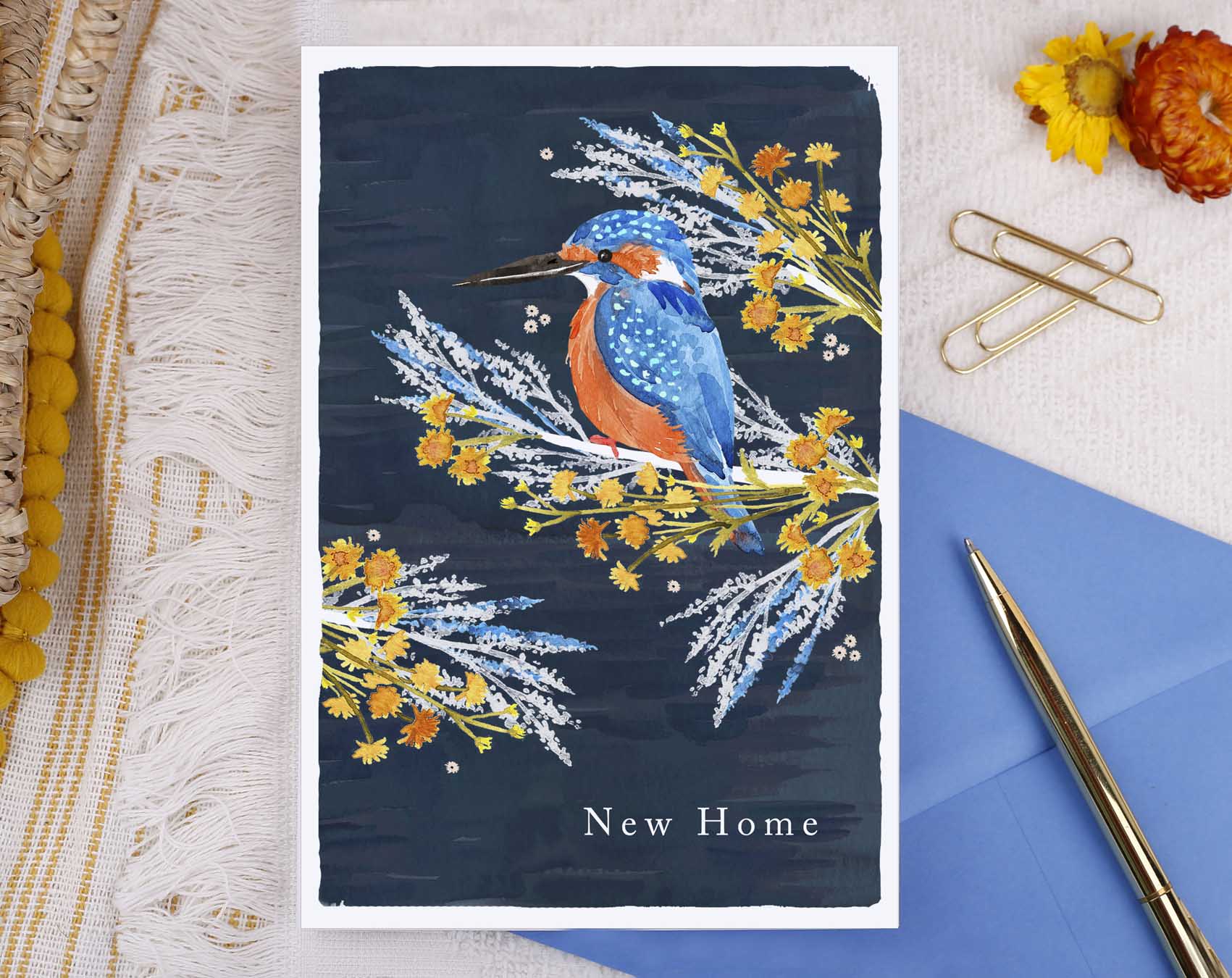 River Wey New Home Kingfisher Card. Greeting & Note Cards designed by Making Meadows