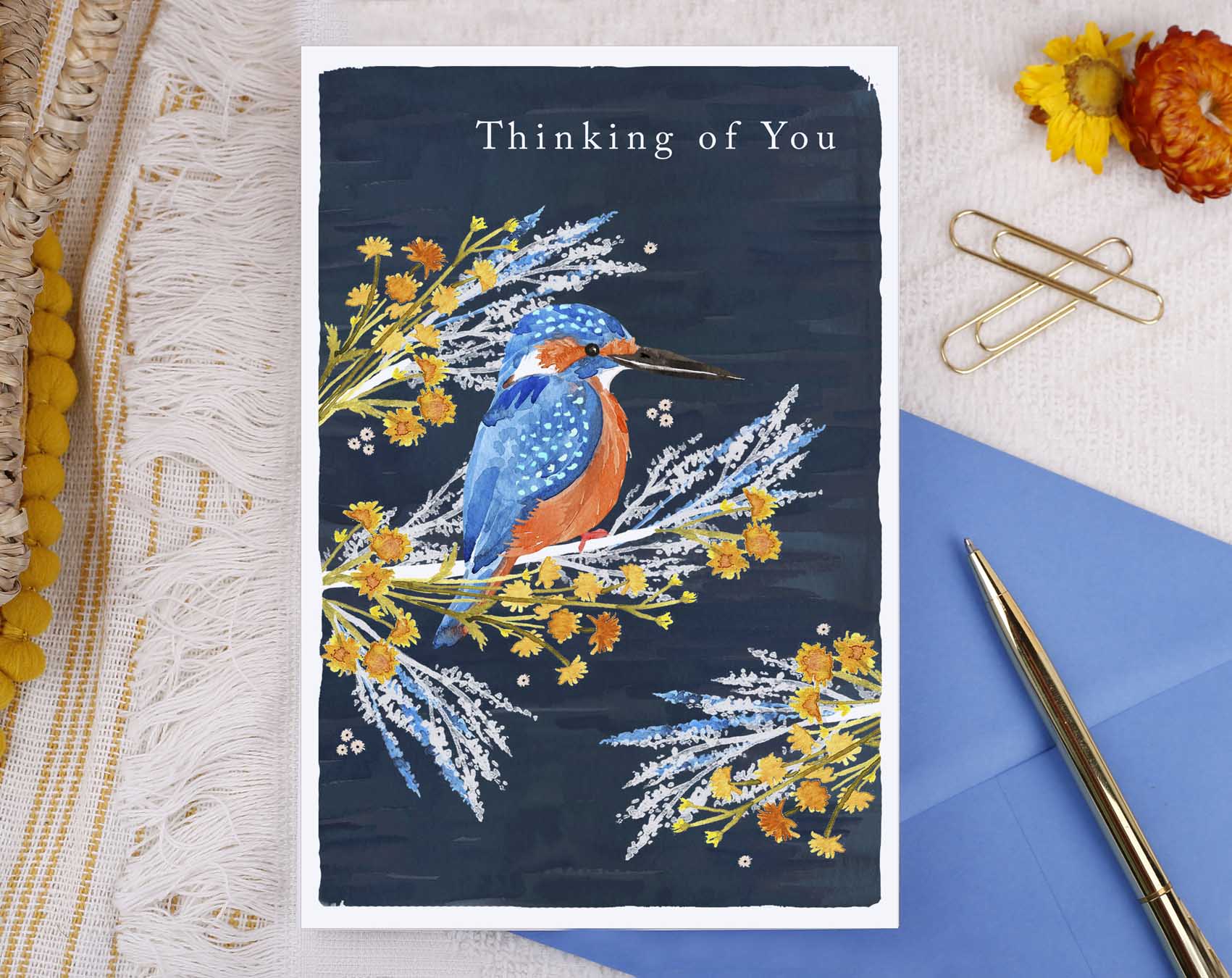 River Wey Thinking Of You Kingfisher Card. Greeting & Note Cards designed by Making Meadows