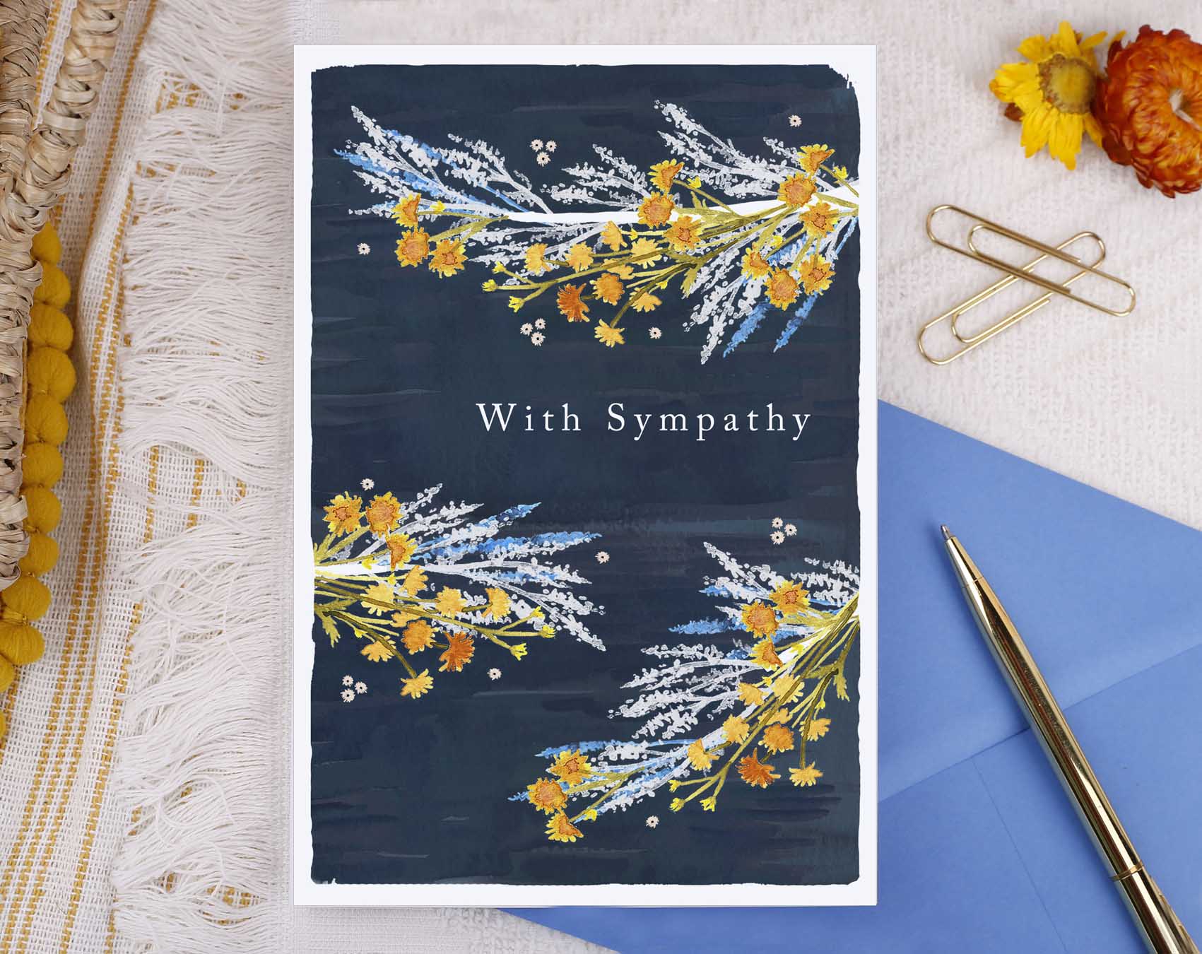 River Wey With Sympathy Floral Card. Greeting & Note Cards designed by Making Meadows