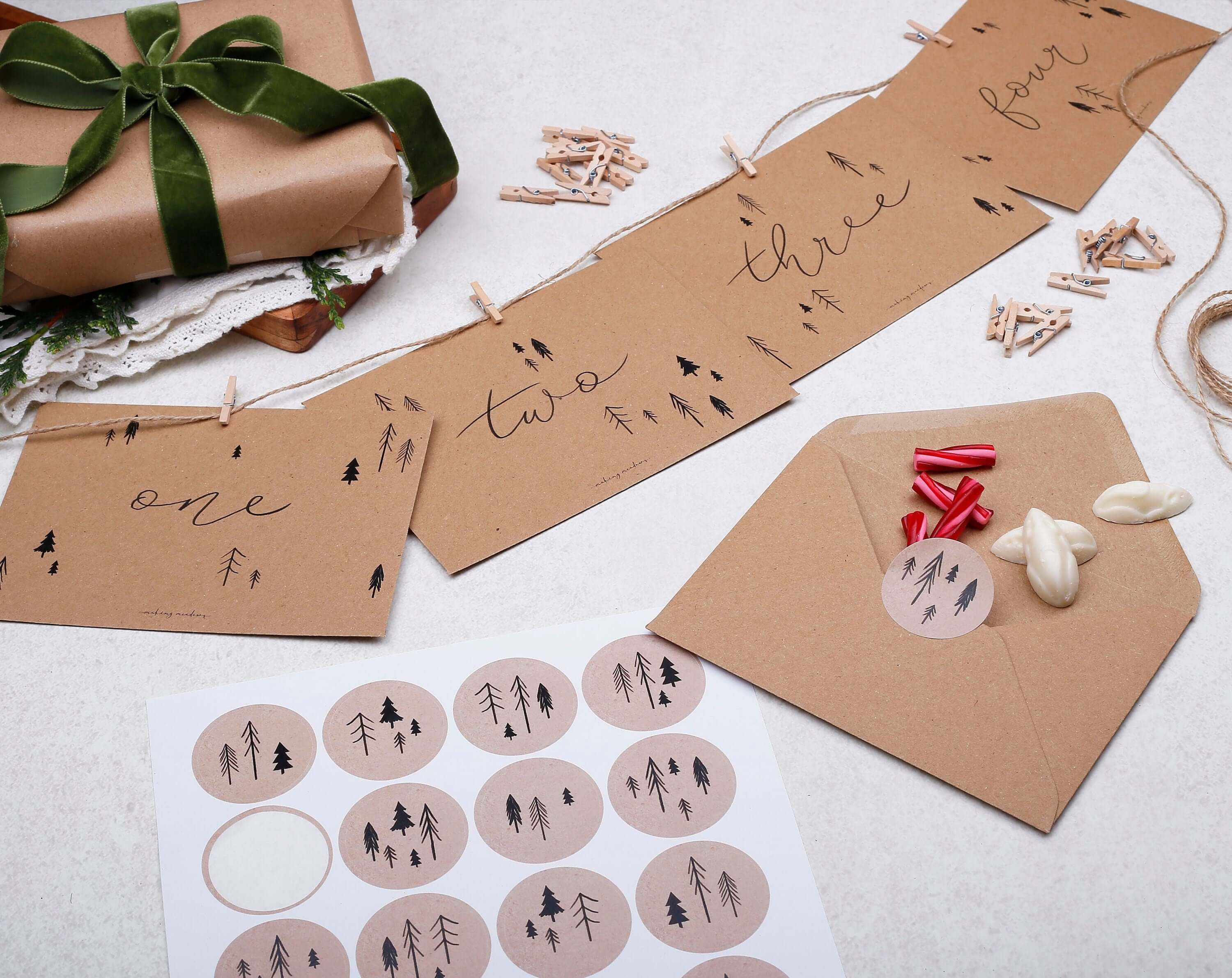 Rustic Christmas Advent Calendar Envelopes. Advent Calendars designed by Making Meadows