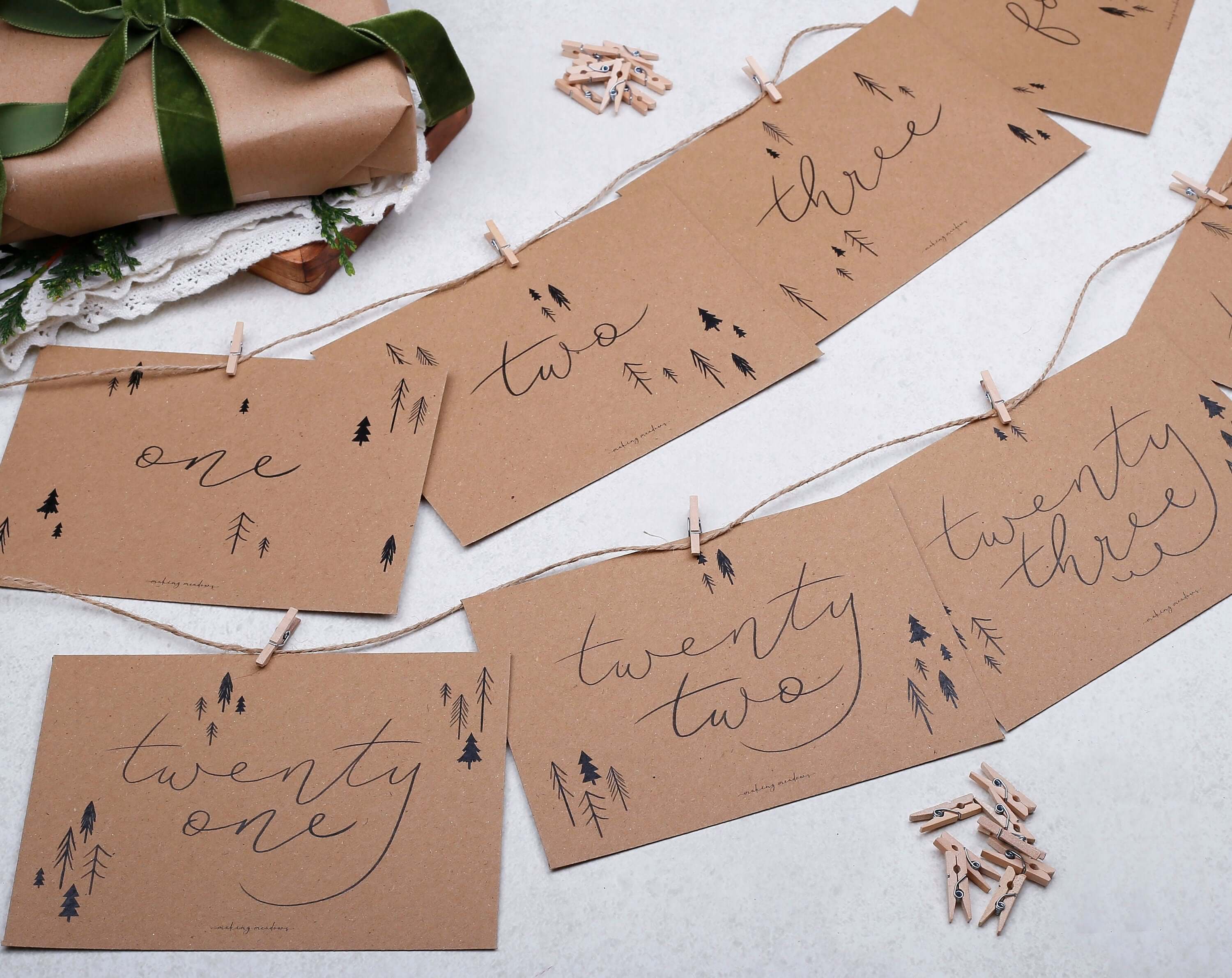 Rustic Christmas Advent Calendar Envelopes. Advent Calendars designed by Making Meadows