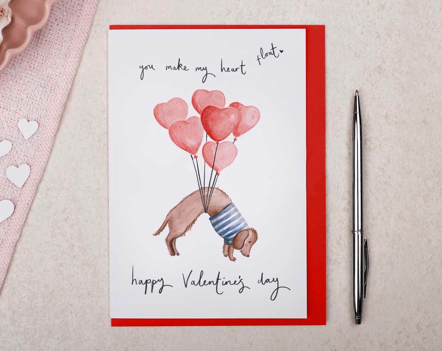 Sausage Dog Valentine Card. Greeting Cards designed by Making Meadows