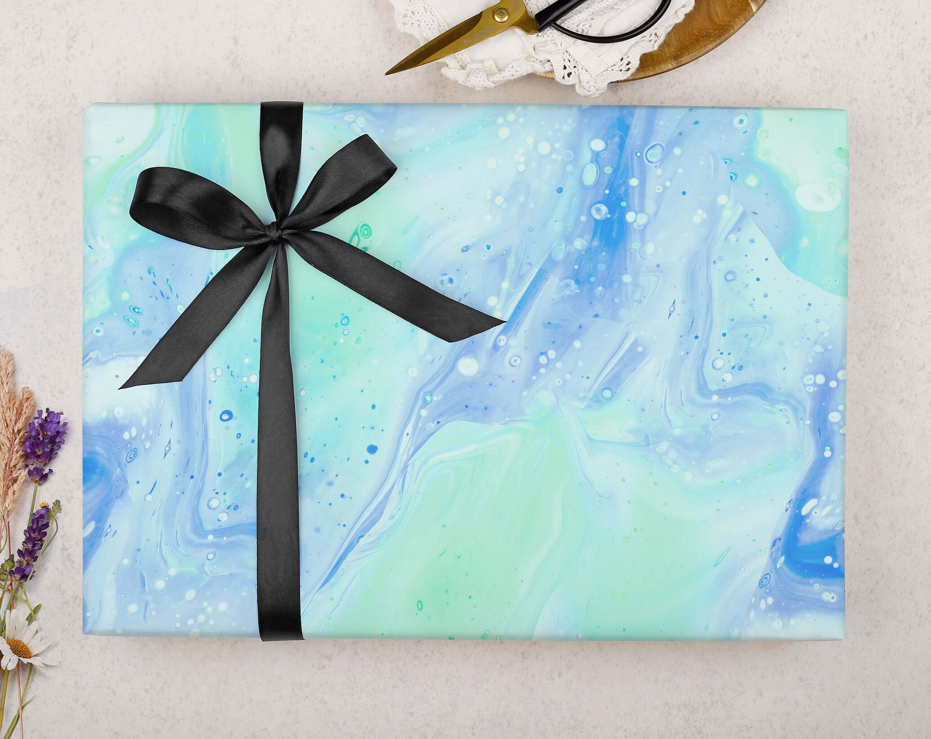 Sea Green Marble Wrapping Paper. Wrapping Paper designed by Making Meadows