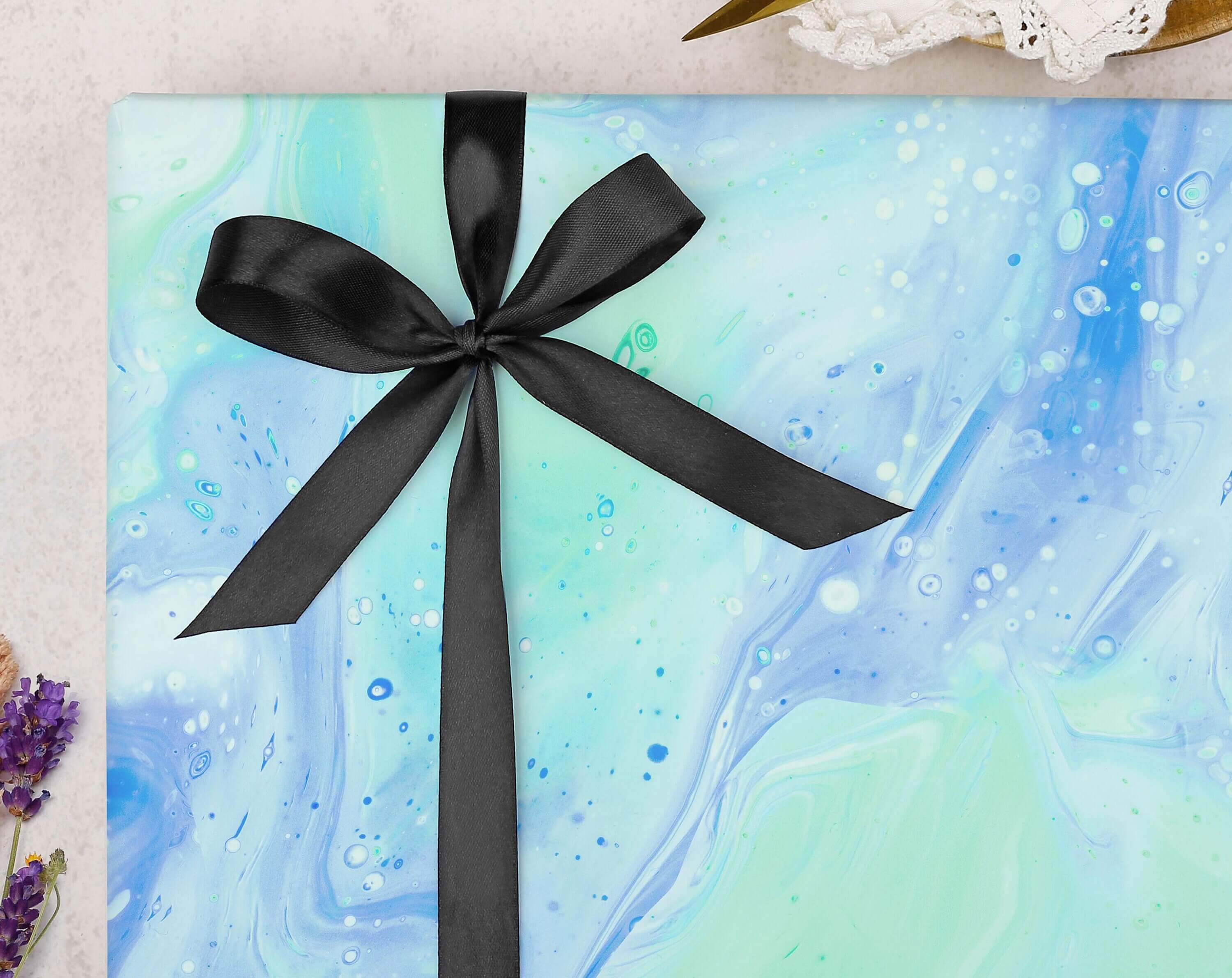 Sea Green Marble Wrapping Paper. Wrapping Paper designed by Making Meadows
