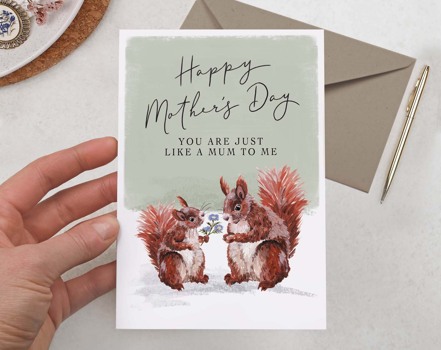 Squirrel 'Like A Mum' Happy Mother's Day Card. Greeting & Note Cards designed by Making Meadows