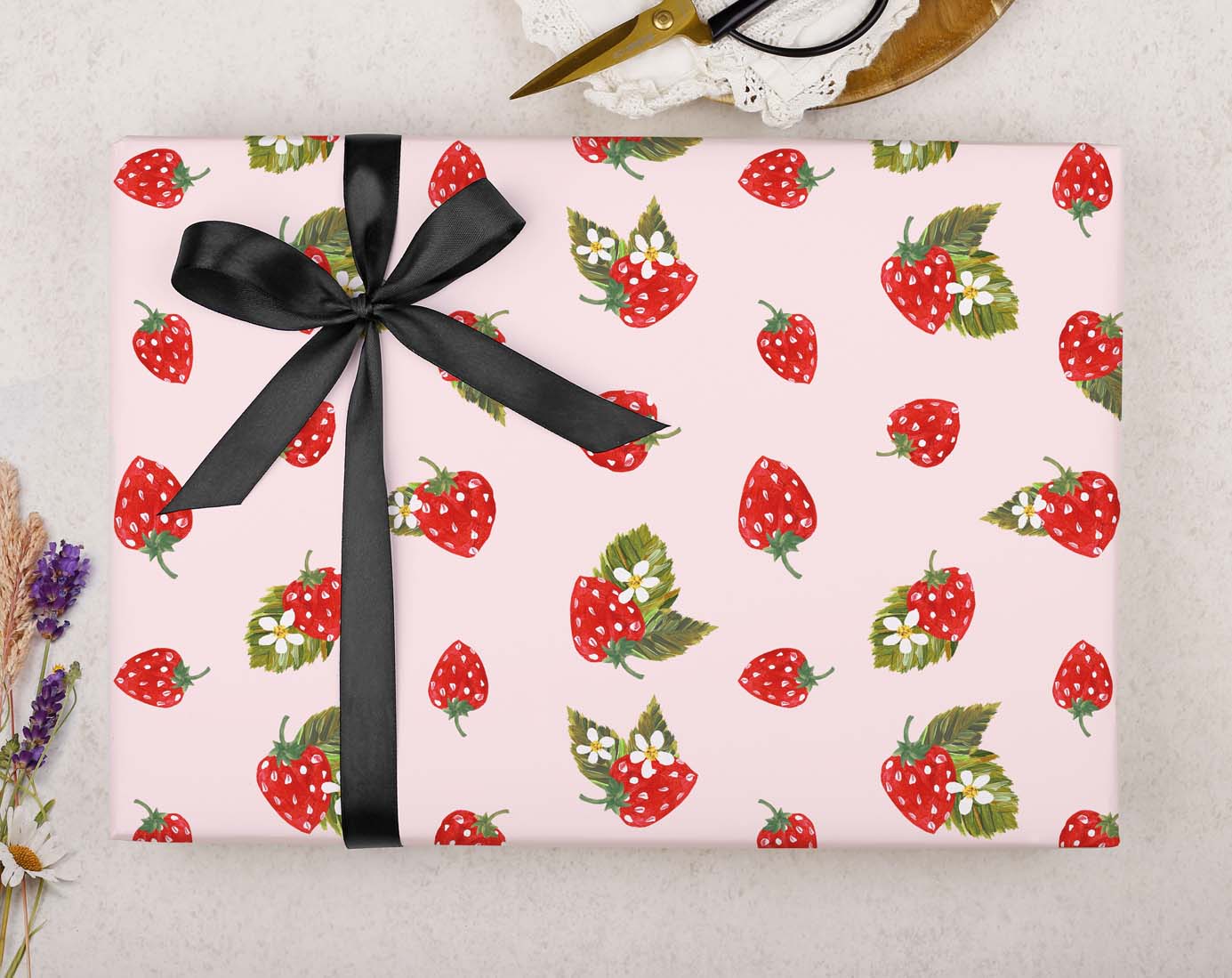 Strawberry Birthday Wrapping Paper. Wrapping Paper designed by Making Meadows