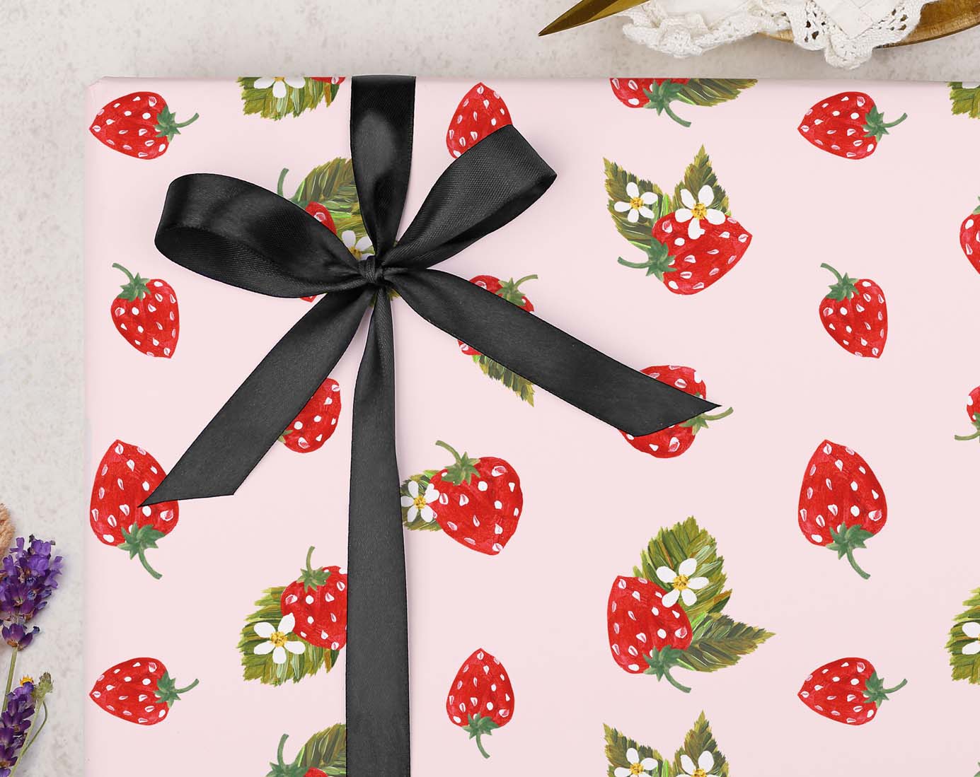 Strawberry Birthday Wrapping Paper. Wrapping Paper designed by Making Meadows