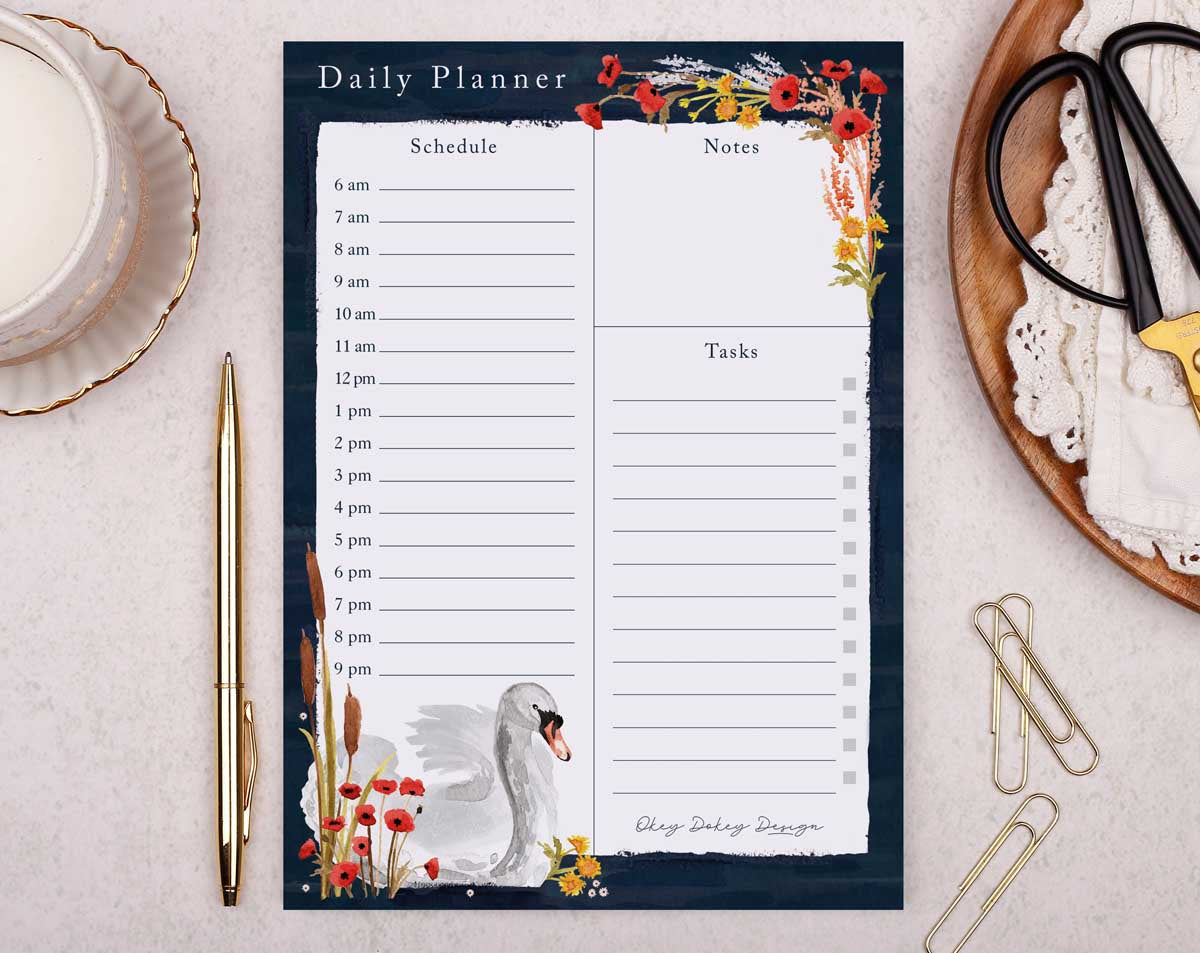 Swan Daily Planner Desk Pad. Desk Pads & Blotters designed by Making Meadows