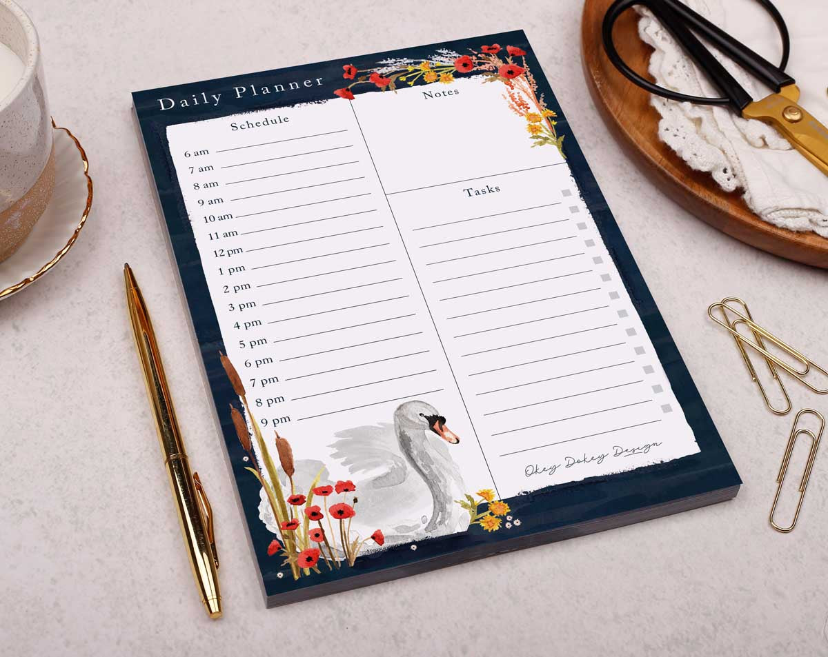 Swan Daily Planner Desk Pad. Desk Pads & Blotters designed by Making Meadows