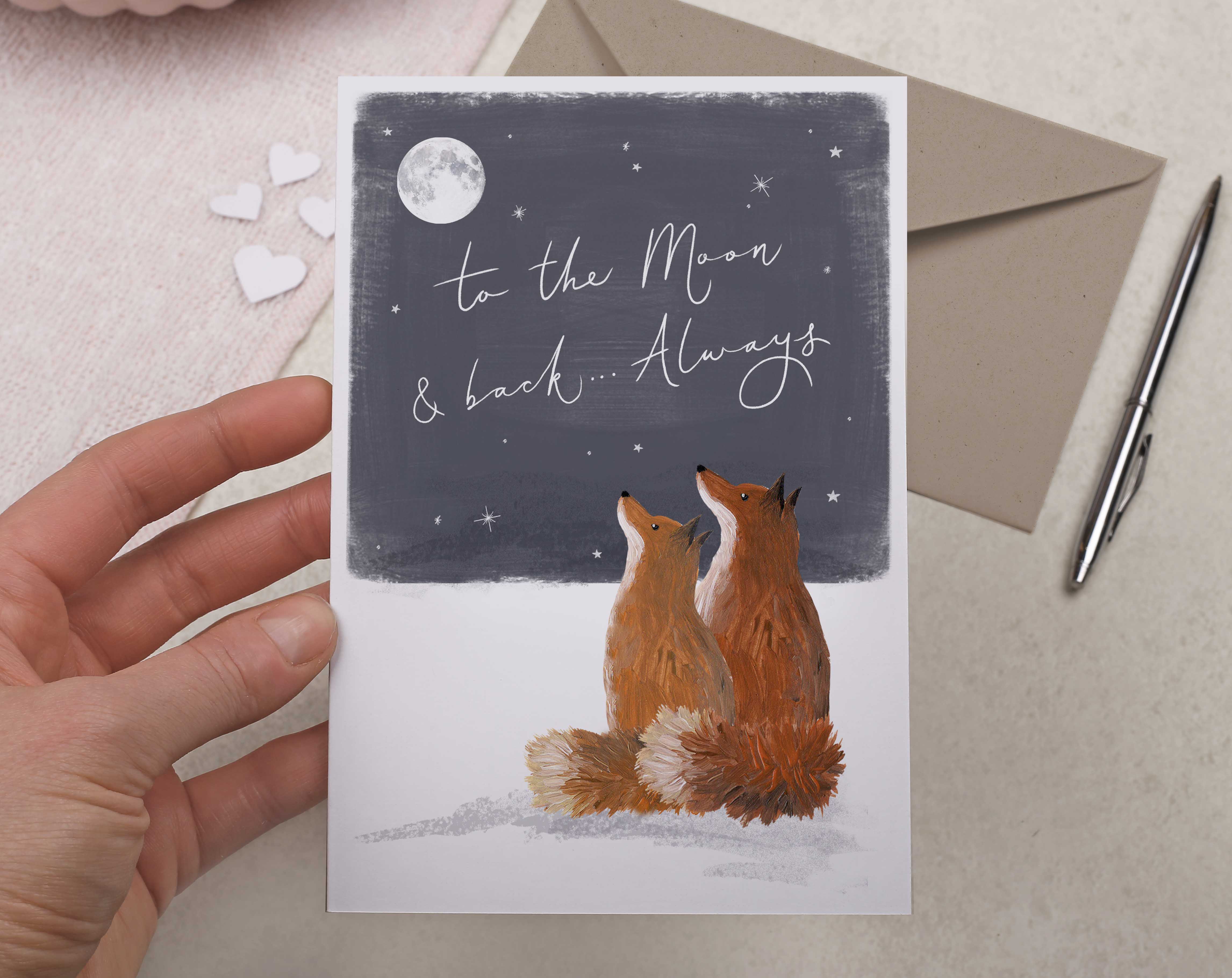 To The Moon & Back Anniversary Card. Greeting & Note Cards designed by Making Meadows