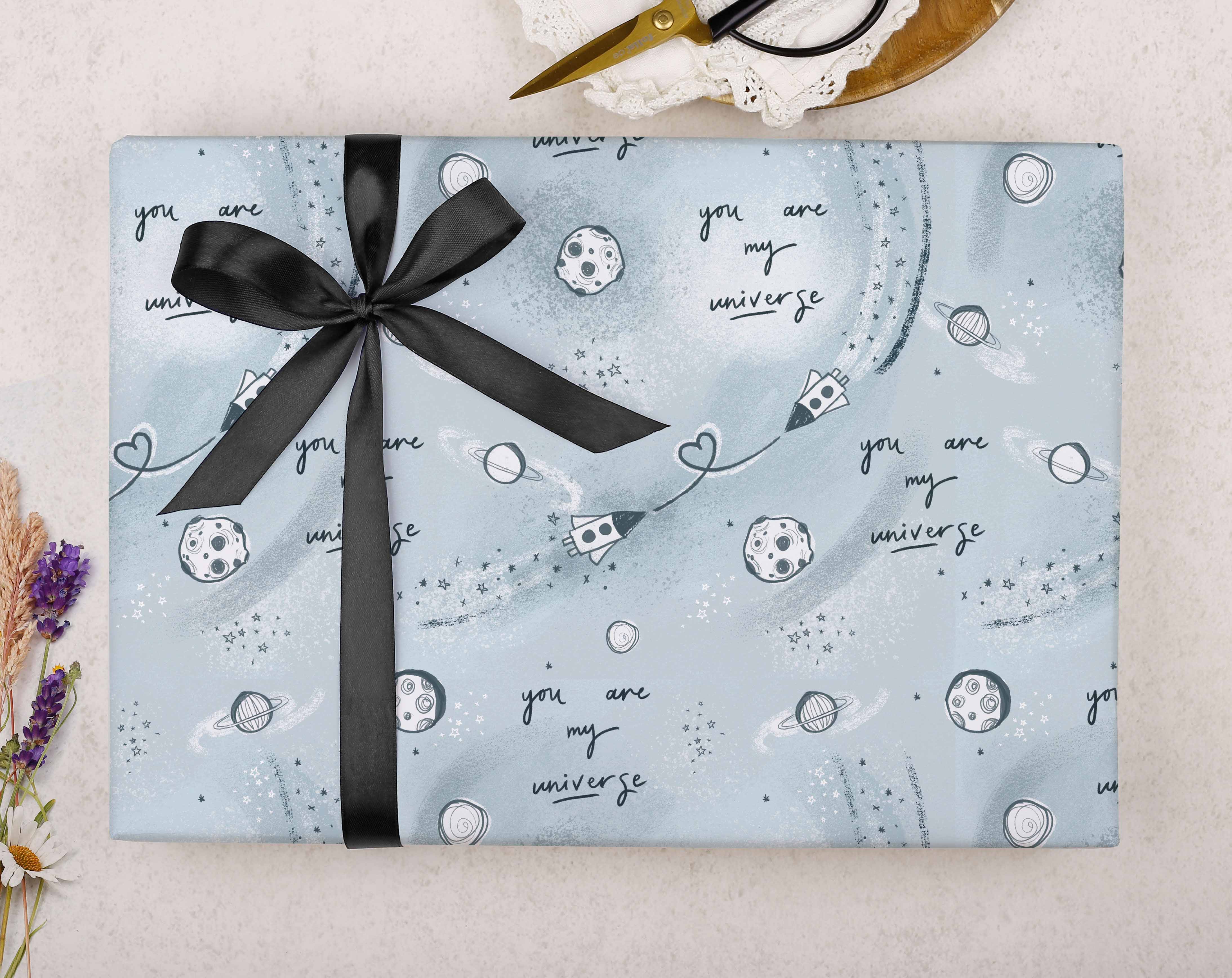 Universe Valentine Wrapping Paper. Wrapping Paper designed by Making Meadows