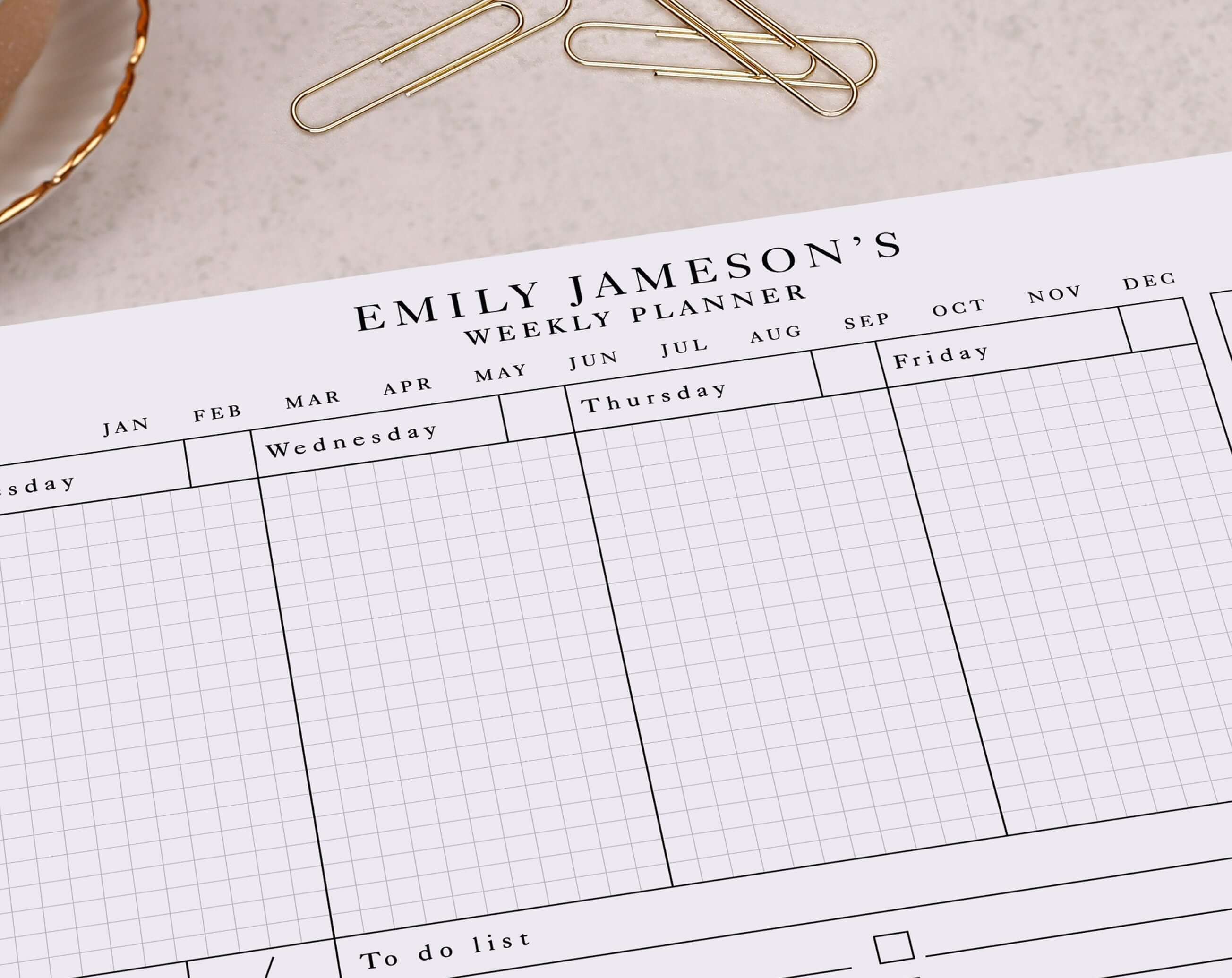 White Basic Personalised Weekly Planner Pad. Planners designed by Making Meadows