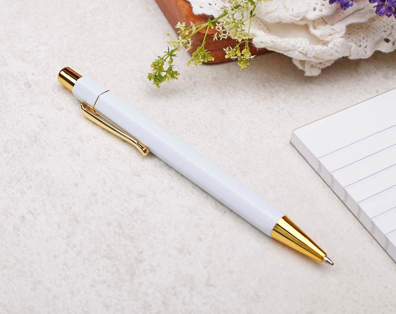 White & Gold Ballpoint Pen. Pens designed by Making Meadows