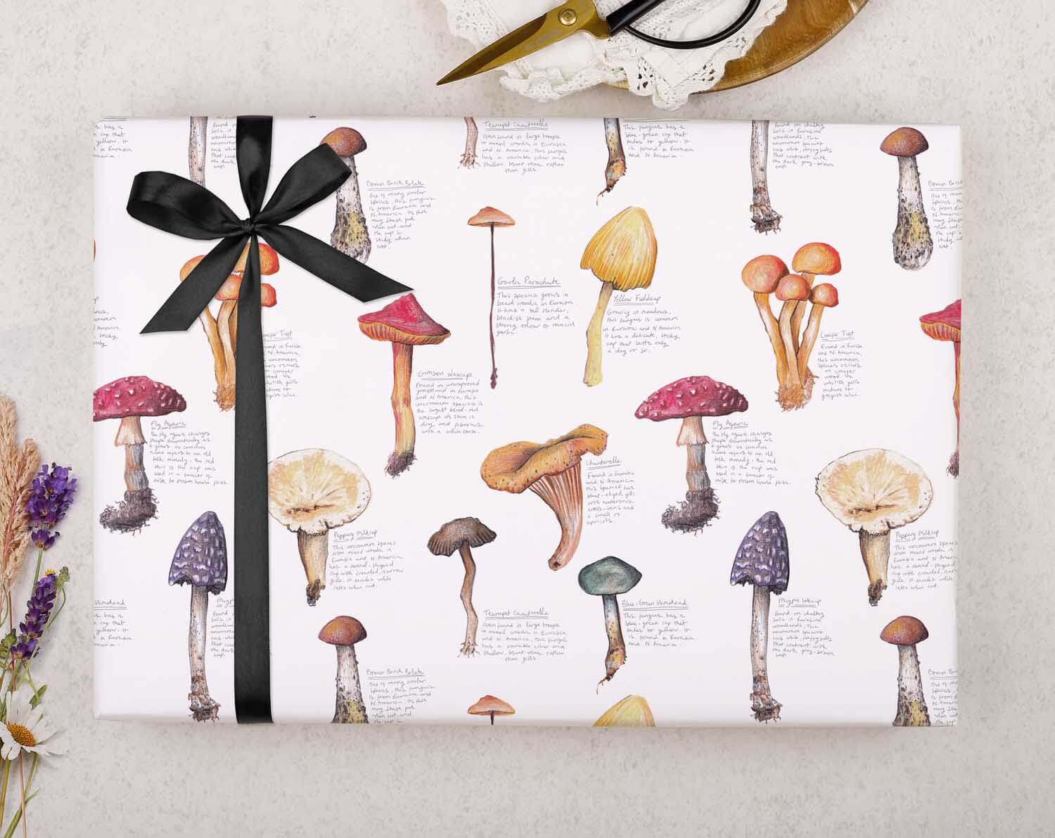 White Mushroom Wrapping Paper. Wrapping Paper designed by Making Meadows
