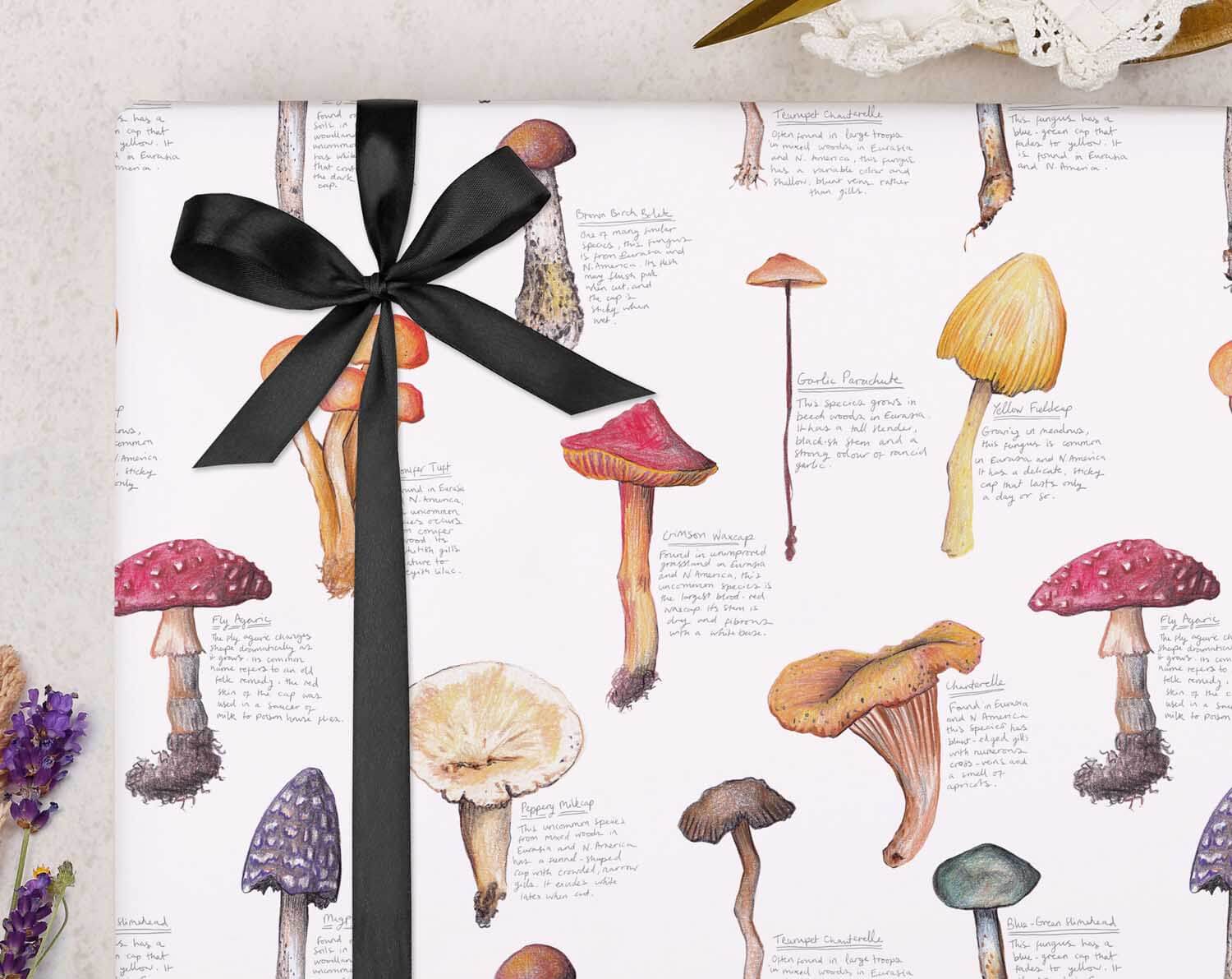 White Mushroom Wrapping Paper. Wrapping Paper designed by Making Meadows