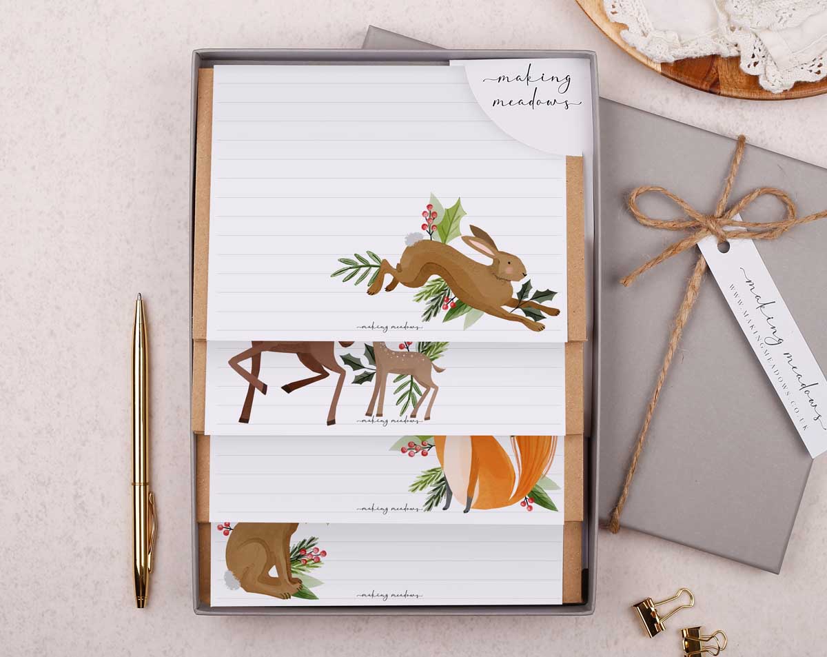 Woodland Animal Writing Paper Gift Box. Stationery designed by Making Meadows