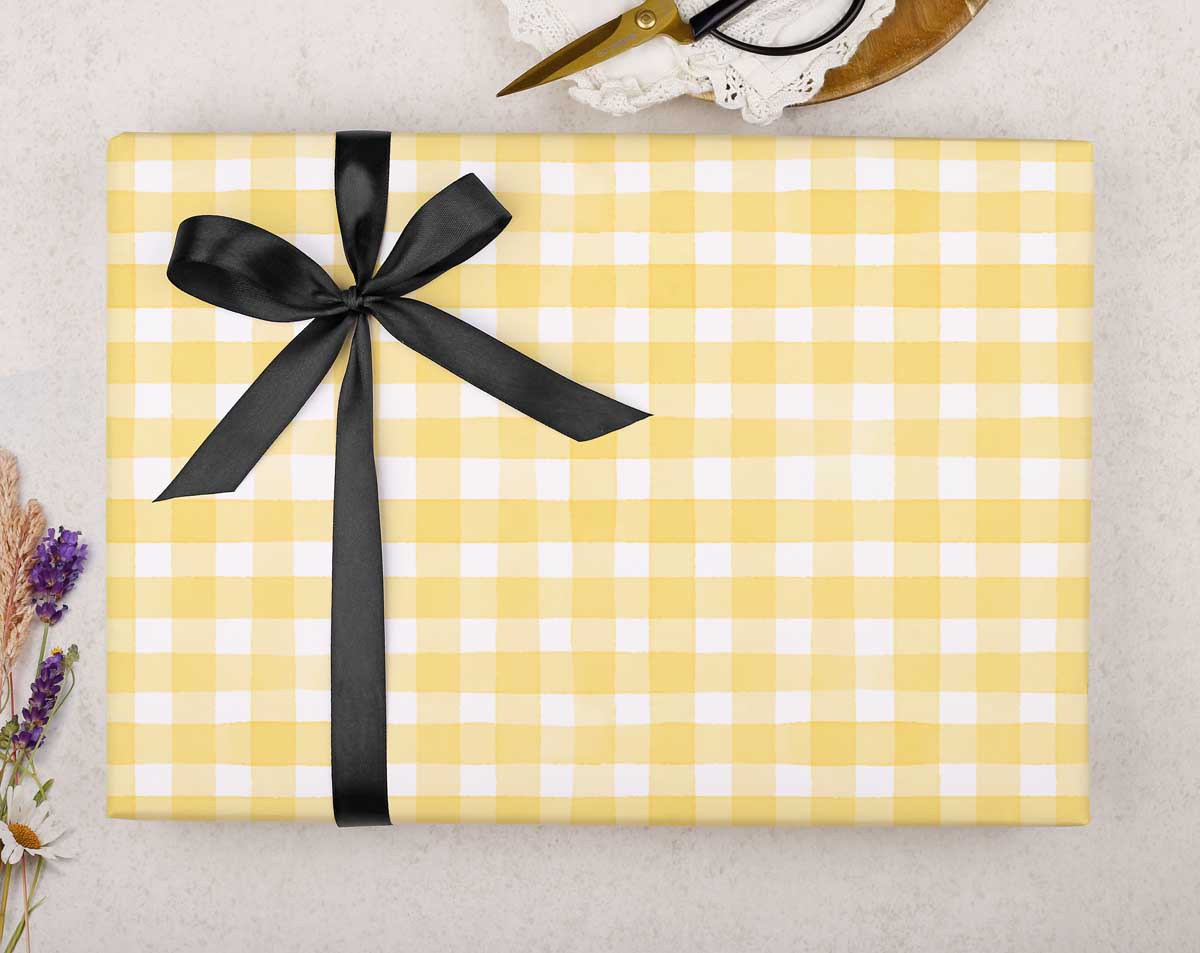 Yellow Gingham Wrapping Paper. Wrapping Paper designed by Making Meadows