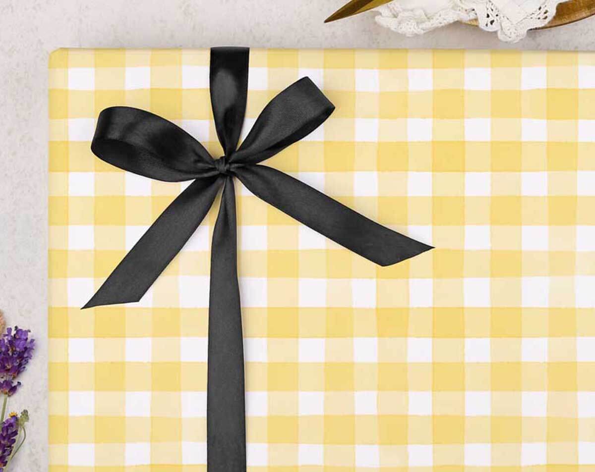 Yellow Gingham Wrapping Paper. Wrapping Paper designed by Making Meadows