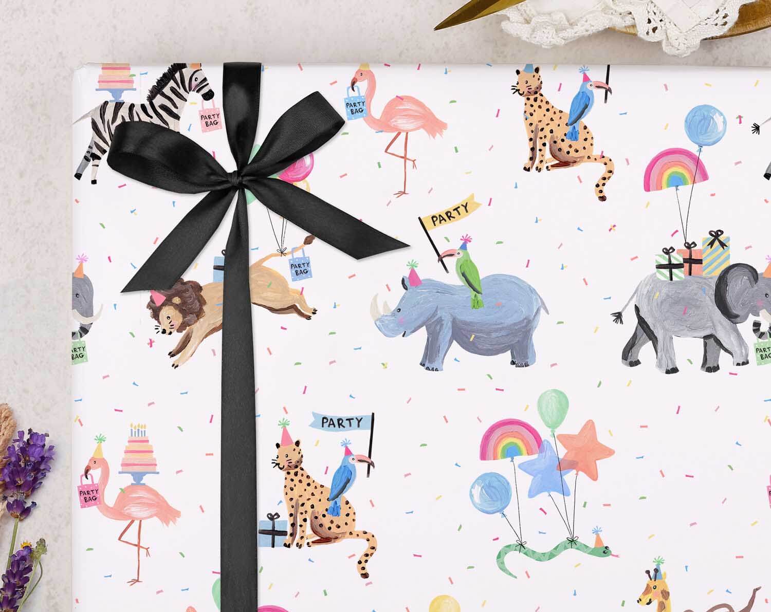 Zoo Animal Party Birthday Wrapping Paper. Wrapping Paper designed by Making Meadows