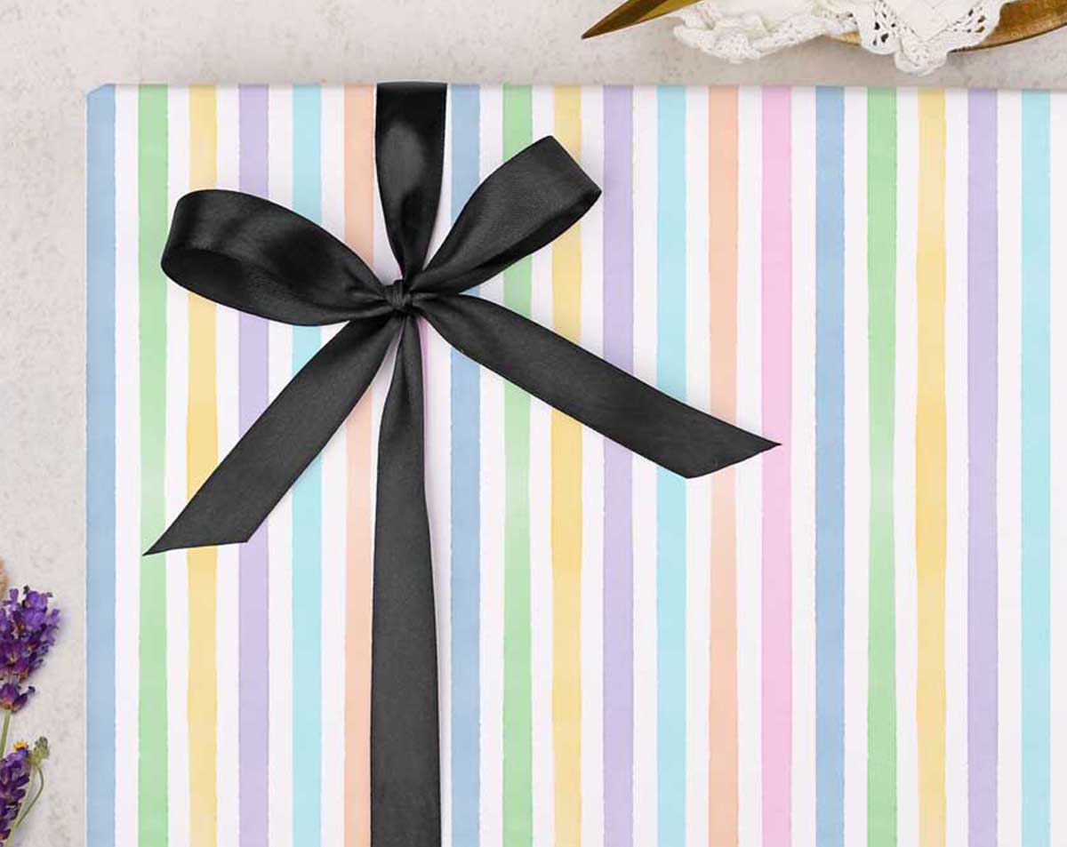 Black white sale striped wrapping paper